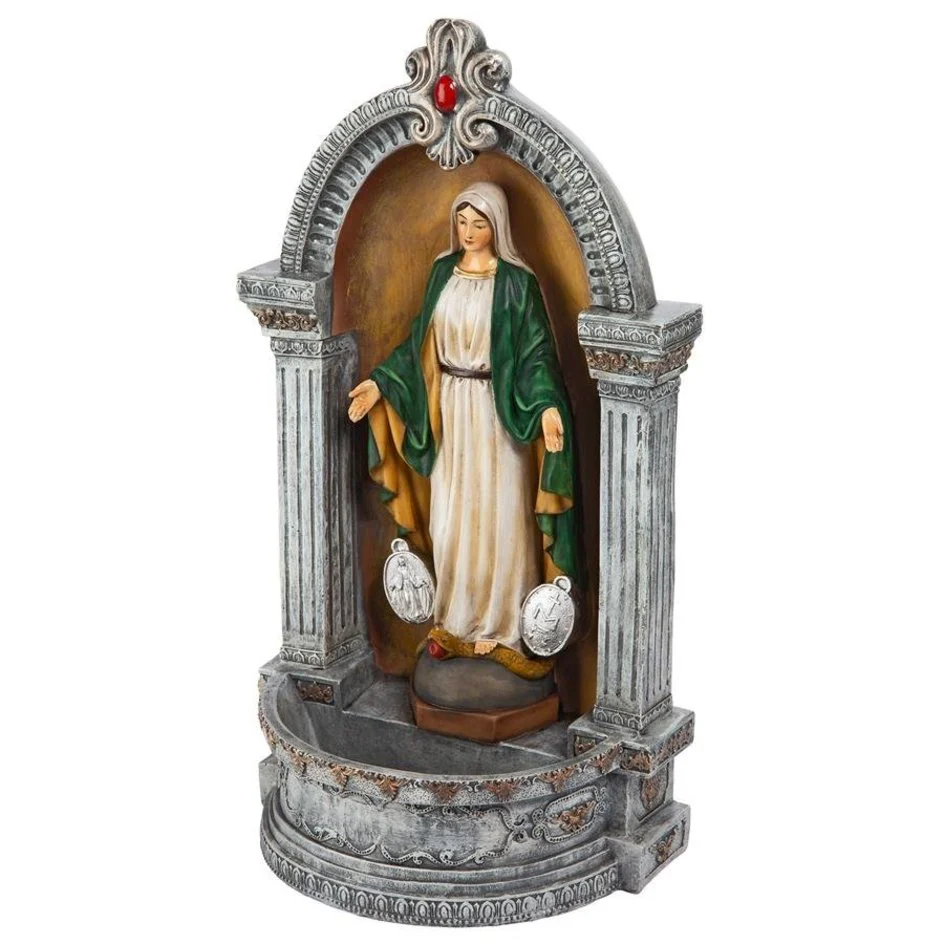 Miraculous Medal Italian Style Statue with Holy Water Font - 12" - Image 5