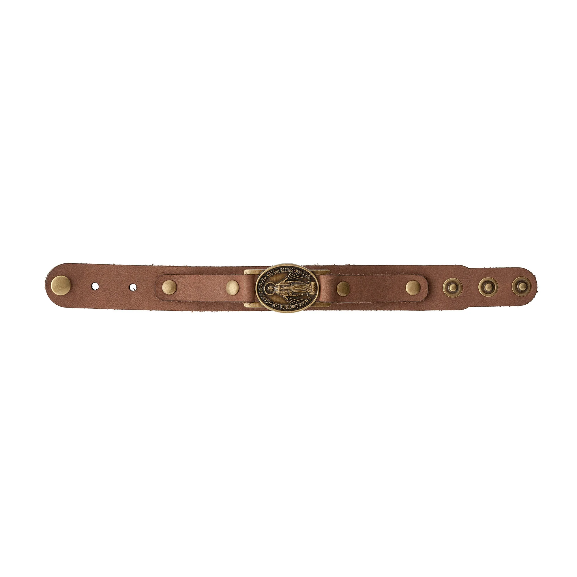 Miraculous Medal Leather Bracelet - Brown or Black - Image 3
