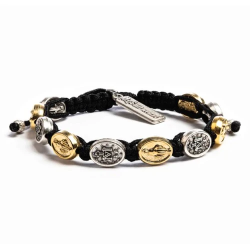Miraculous Medal Macrame Bracelet in Black