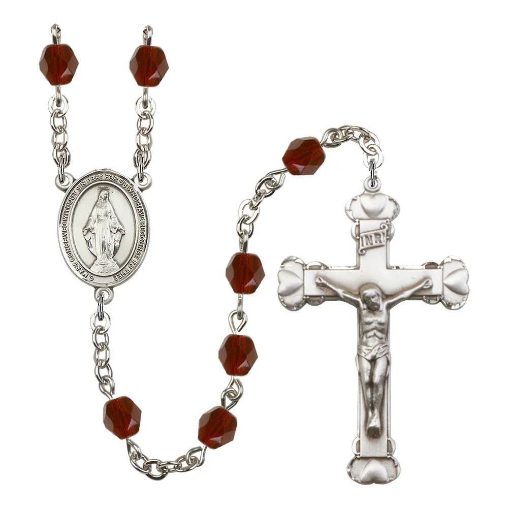 Miraculous Red January Rosary 6mm