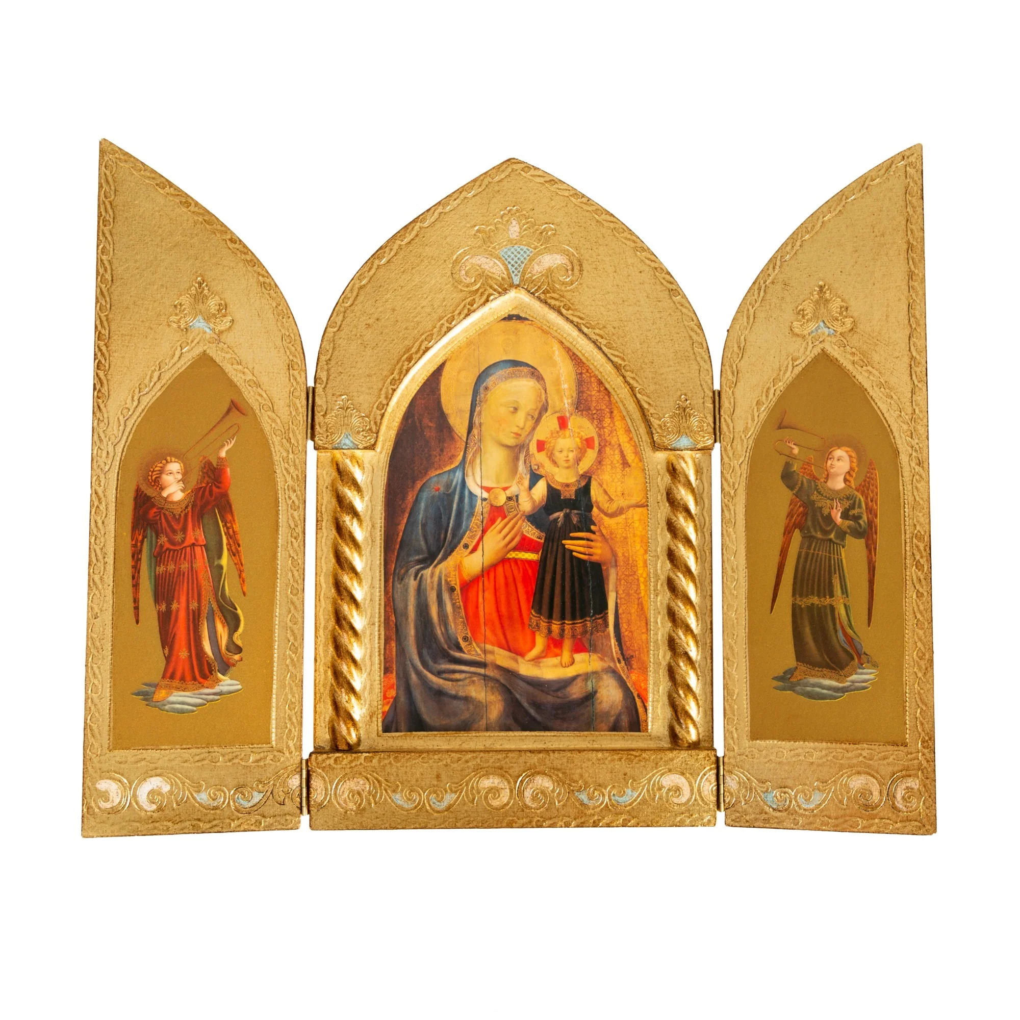 Mother & Child with Angels Italian Triptych - Image 3