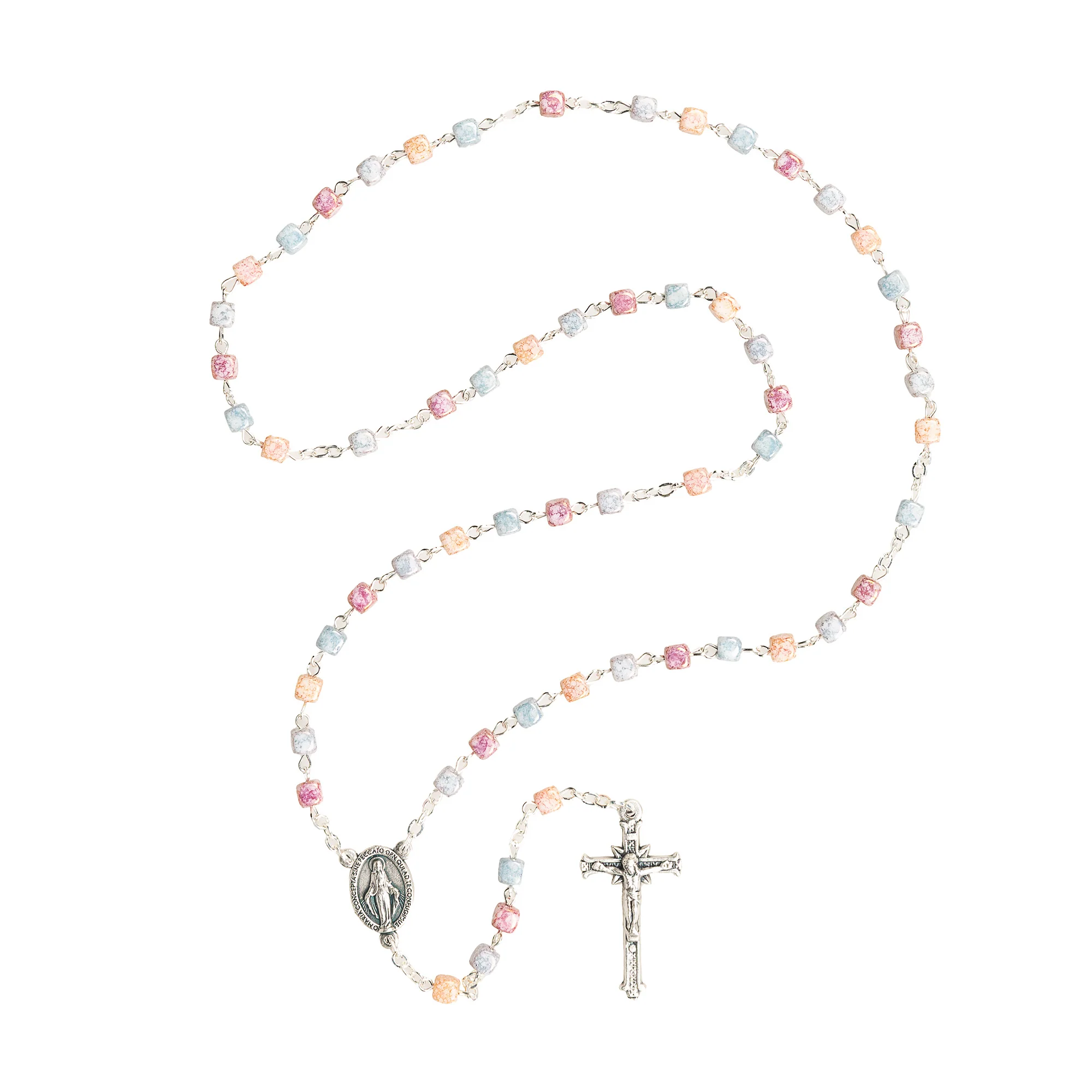 Multicolored Pastel Glass Miraculous Rosary - Image 2