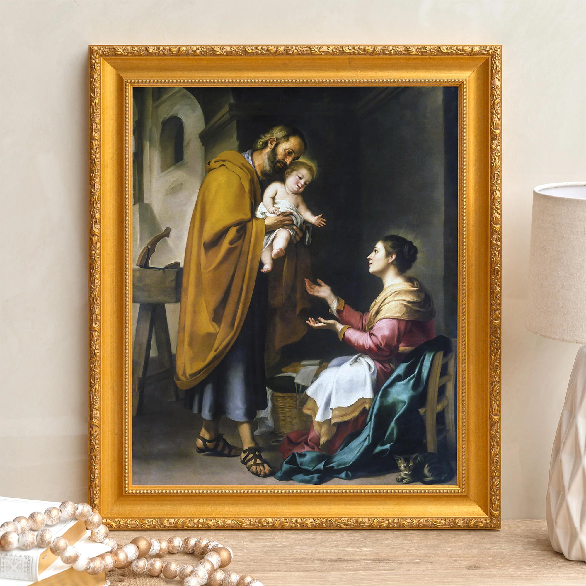 Murillo's Holy Family Framed Canvas - Sacred Signature Collection