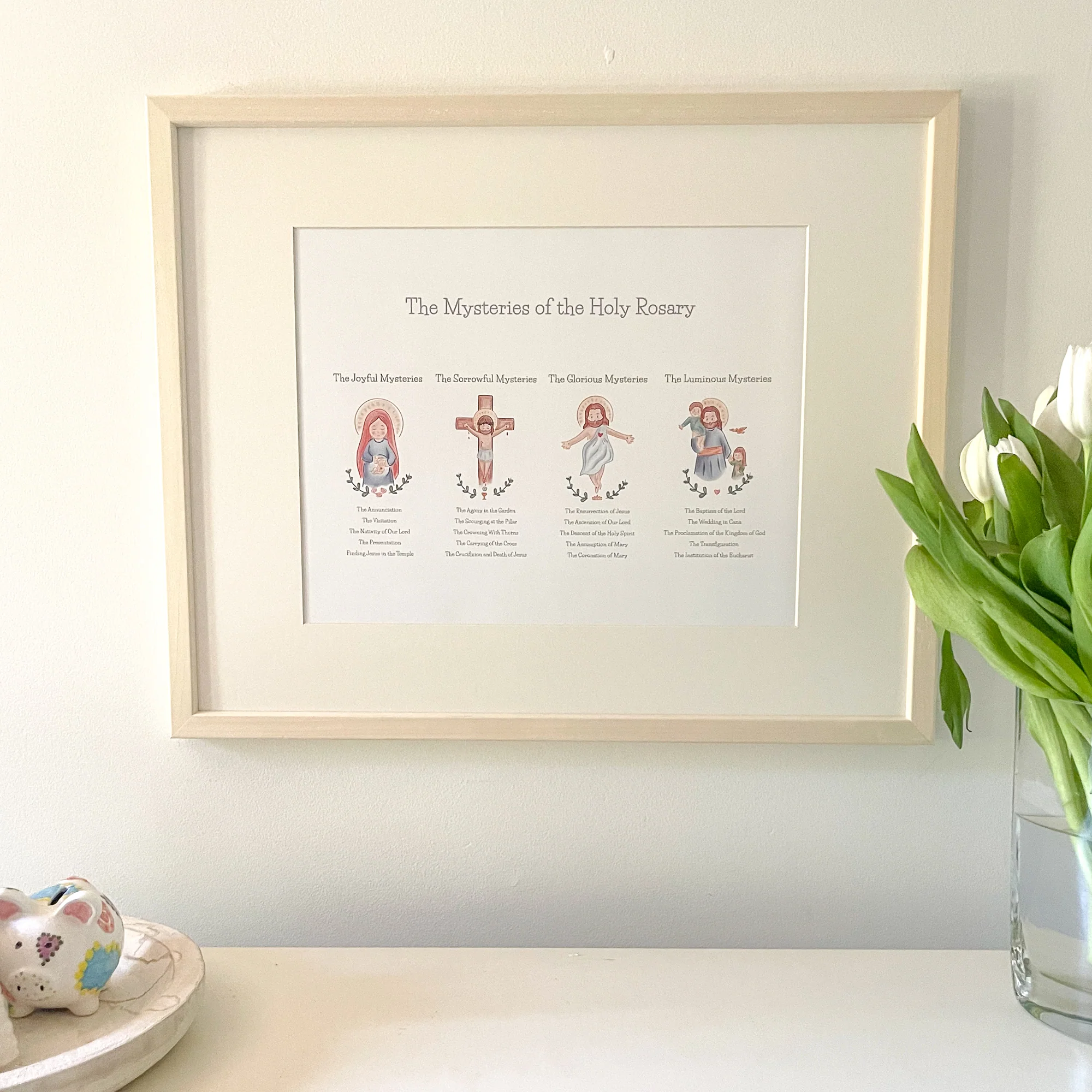 Mysteries of the Rosary For Kids Framed Print - 16x20