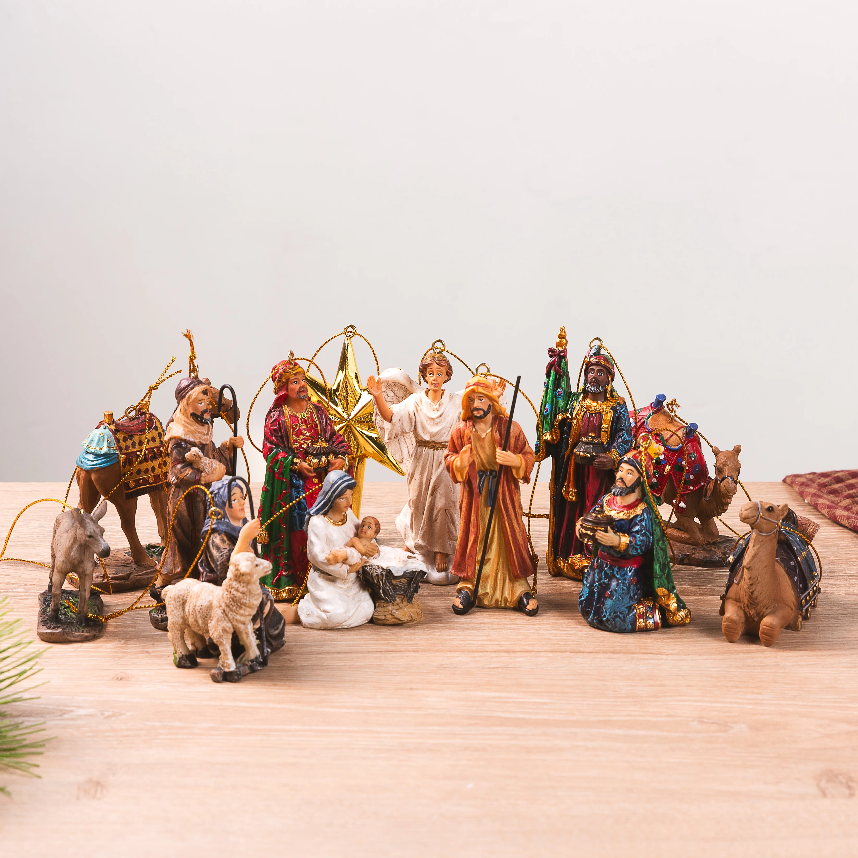 Nativity Ornament Set in Wooden Chest