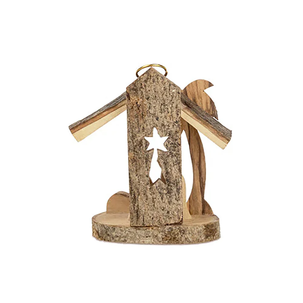 Nativity & Star Holy Land Olive Wood Ornament - Image 4