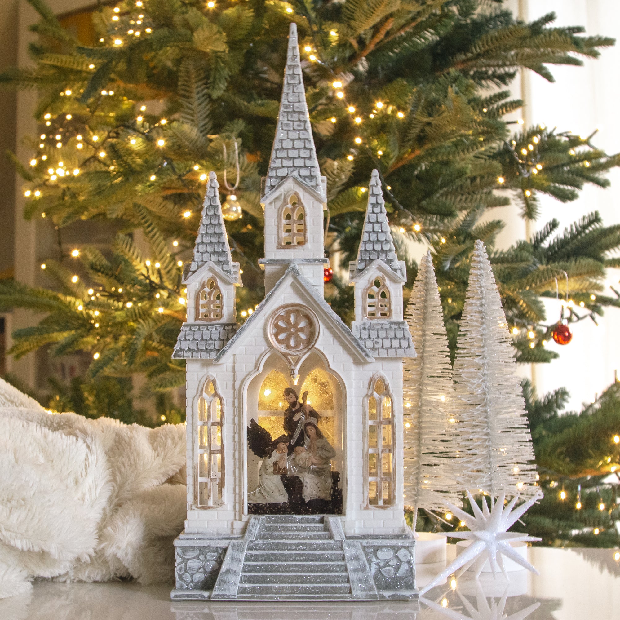 Nativity Water Lighted Church
