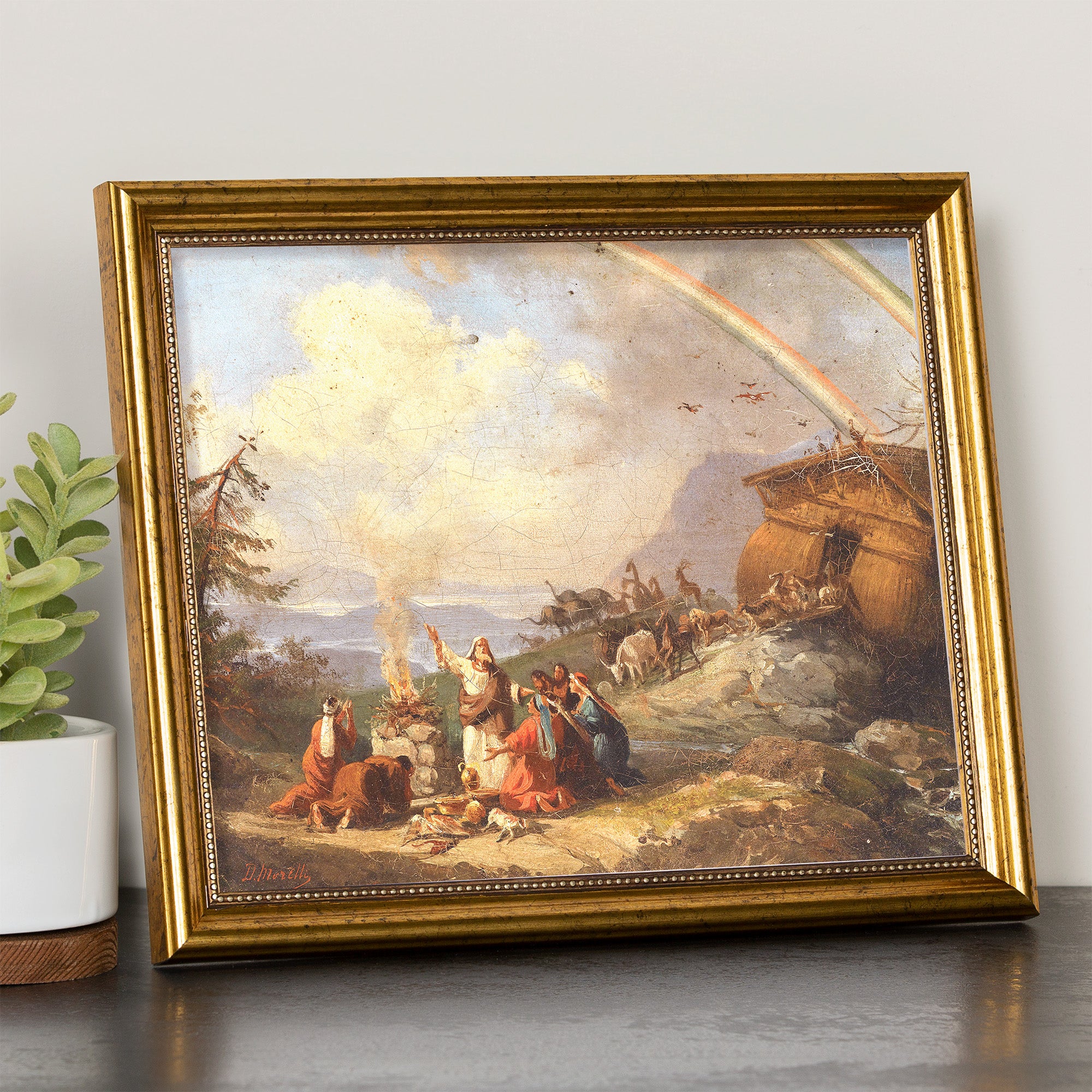 Noah's Prayer of Thanks Gold Framed Print - Multiple Sizes - Image 2