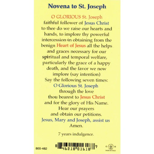 Novena to St. Joseph - Prayer Card - Image 2