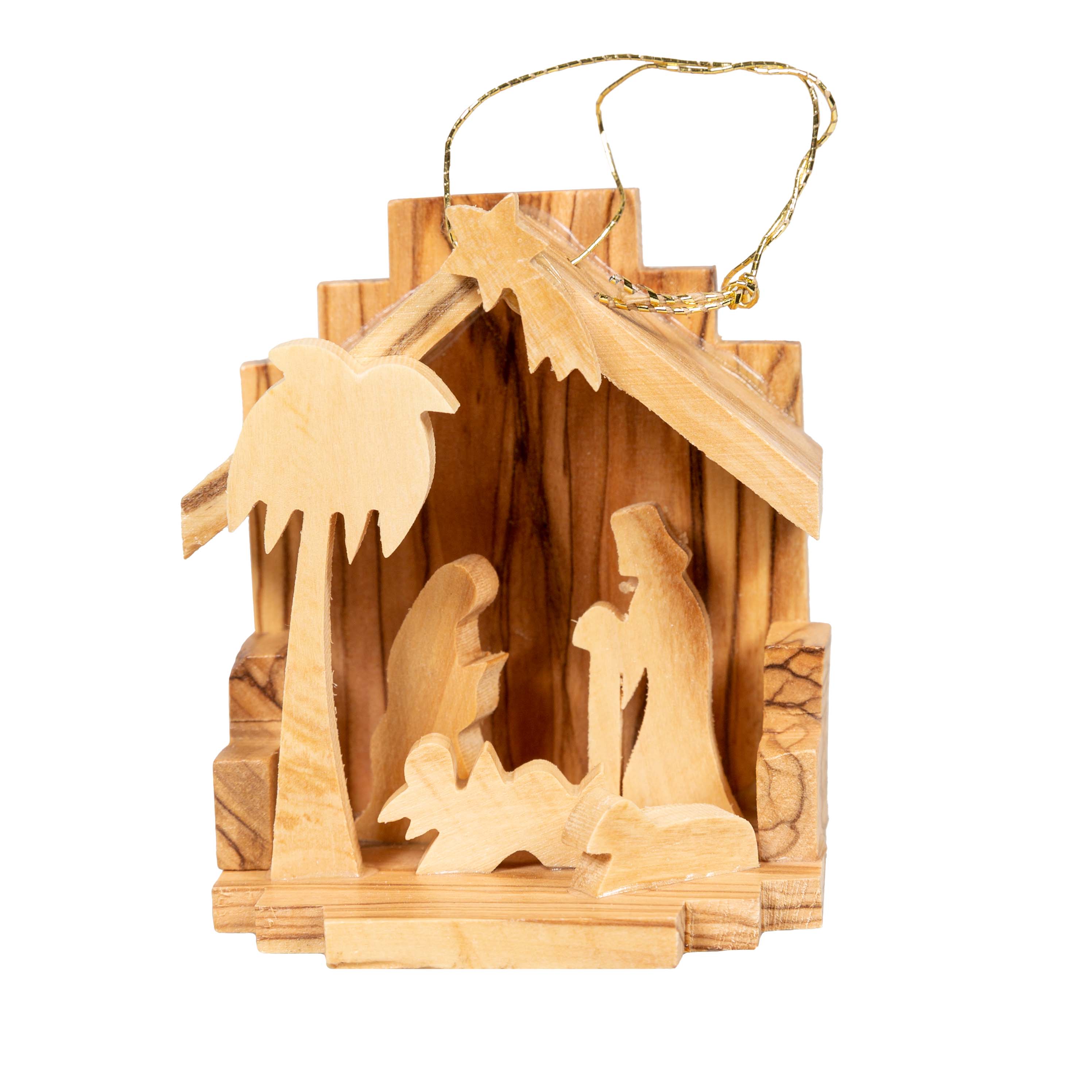 Olive Wood Nativity  ?Grotto Ornament