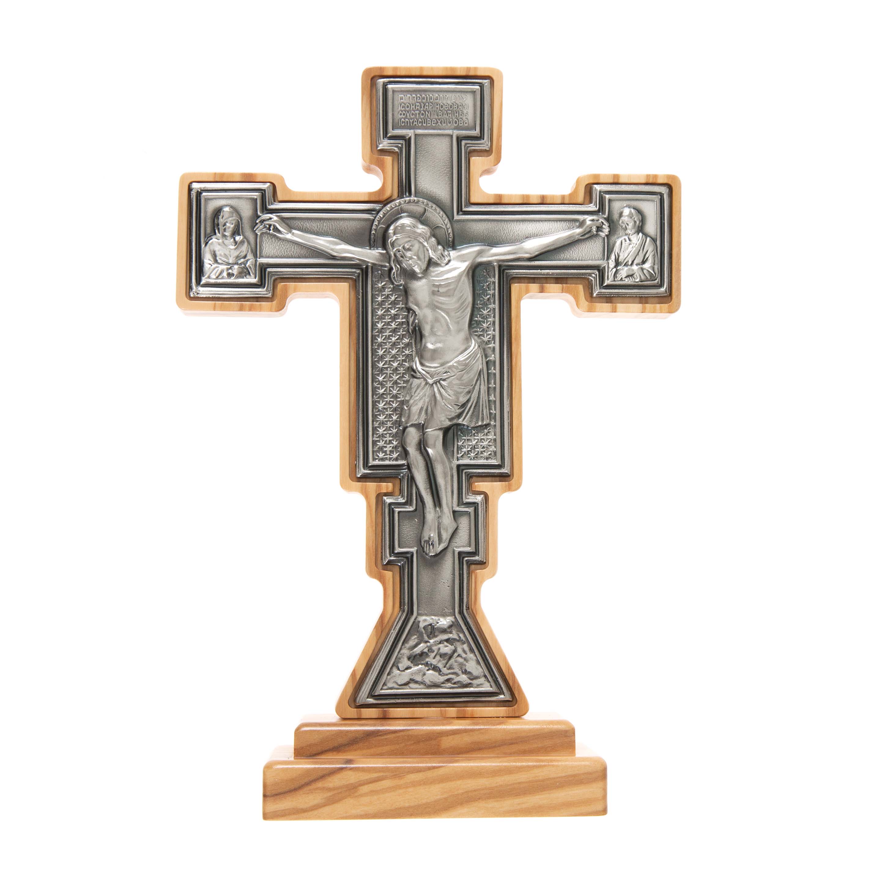 Olive Wood Standing Giotto Crucifix - 7.3" - Image 2