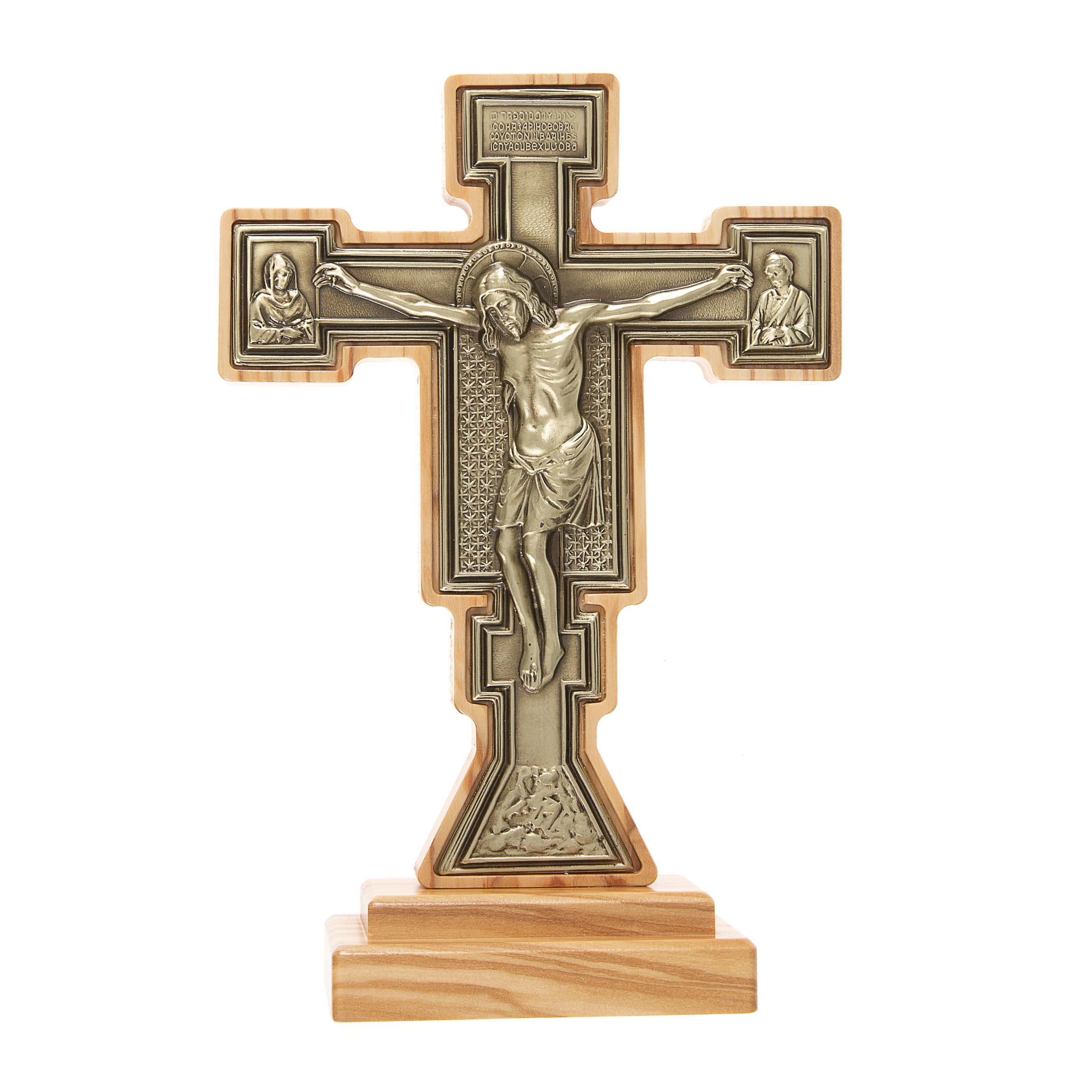Olive Wood Standing Giotto Crucifix - 7.3" - Image 3