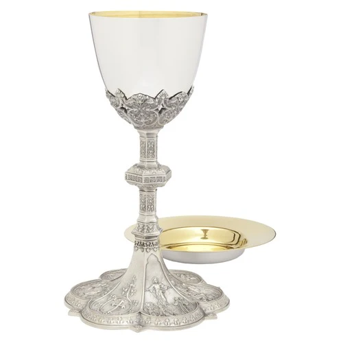 Ornately Detailed Silver Chalice & Paten Set OR Ciborium - Image 2