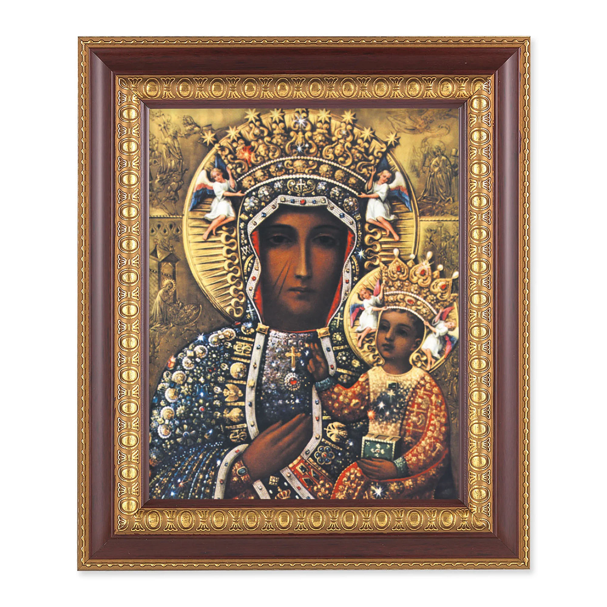 Our Lady of Czestochowa Cherry & Gold Framed Print - 8" x 10"