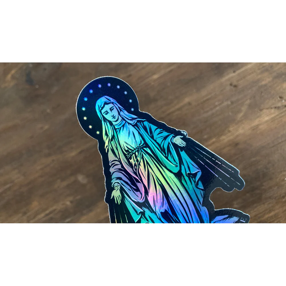 Our Lady of Grace Holographic Sticker - 4" - Image 2