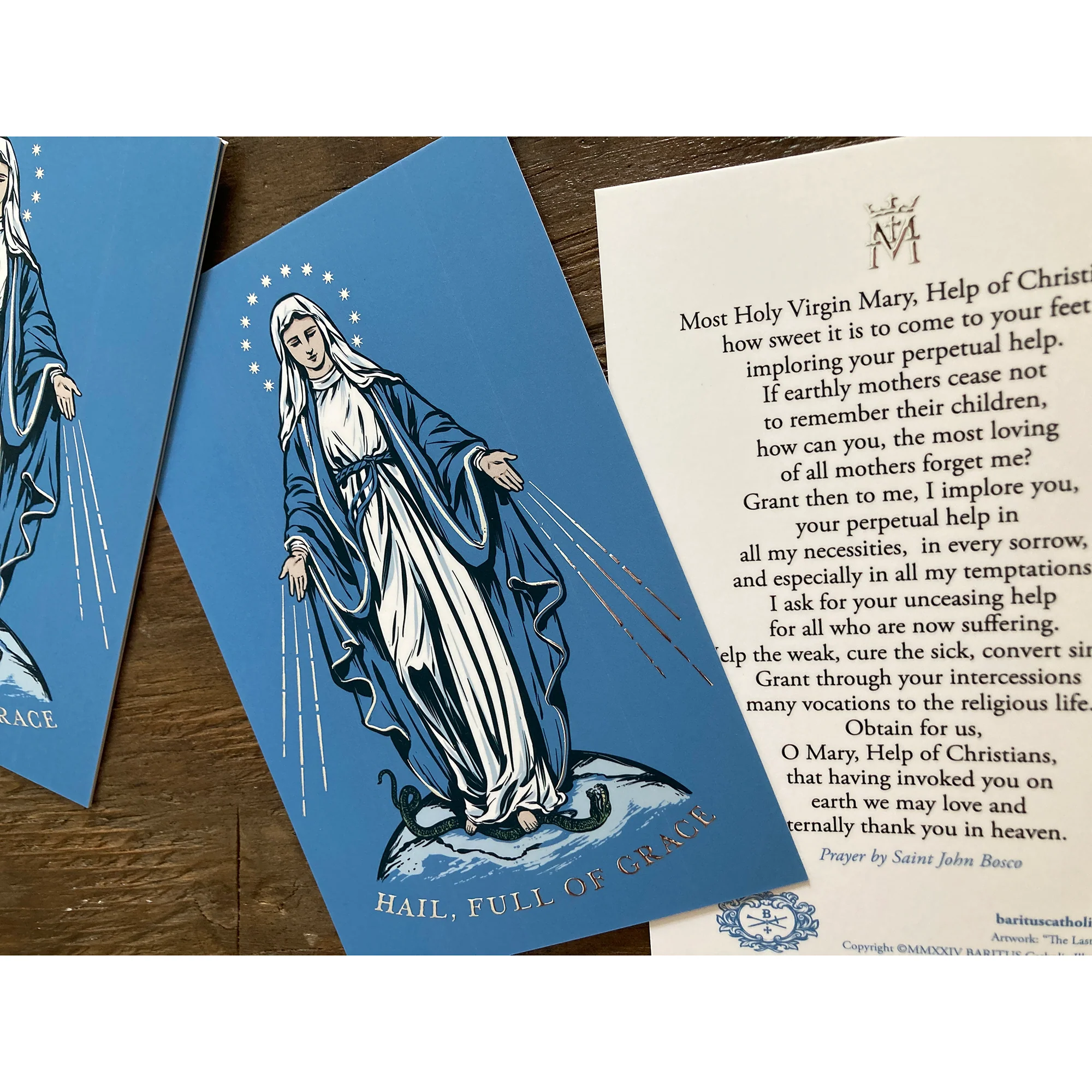 Our Lady of Grace Silver Foiled Prayer Card