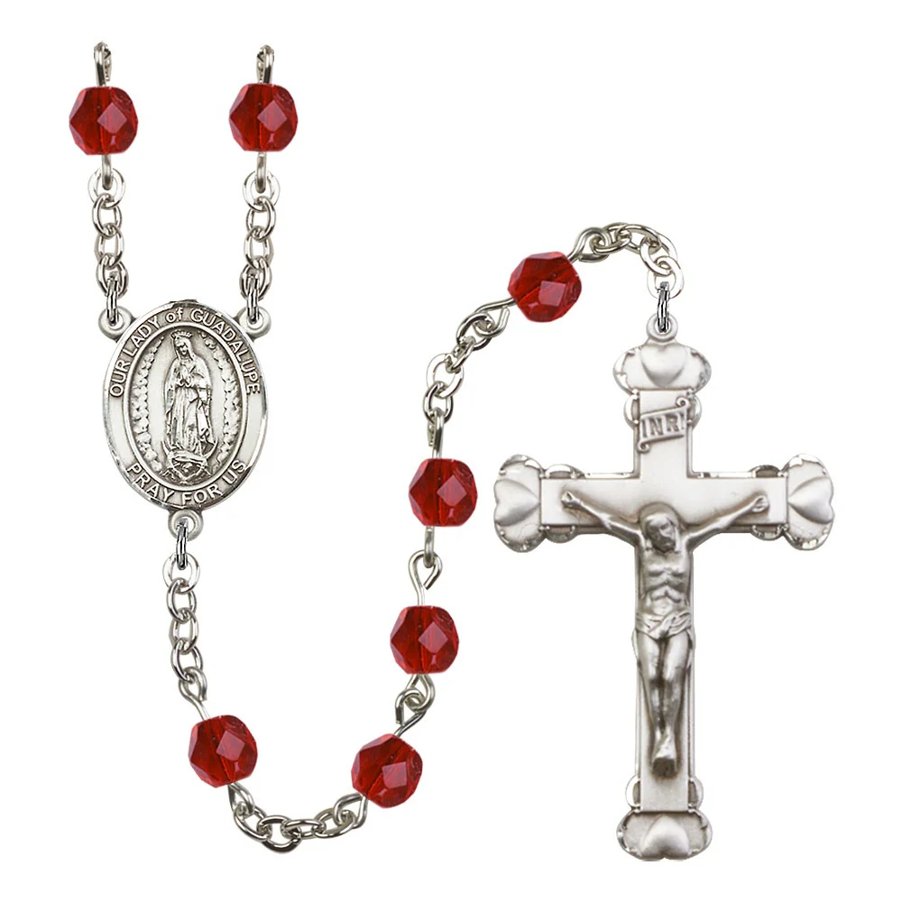 Our Lady Of Guadalupe Red July Rosary 6mm