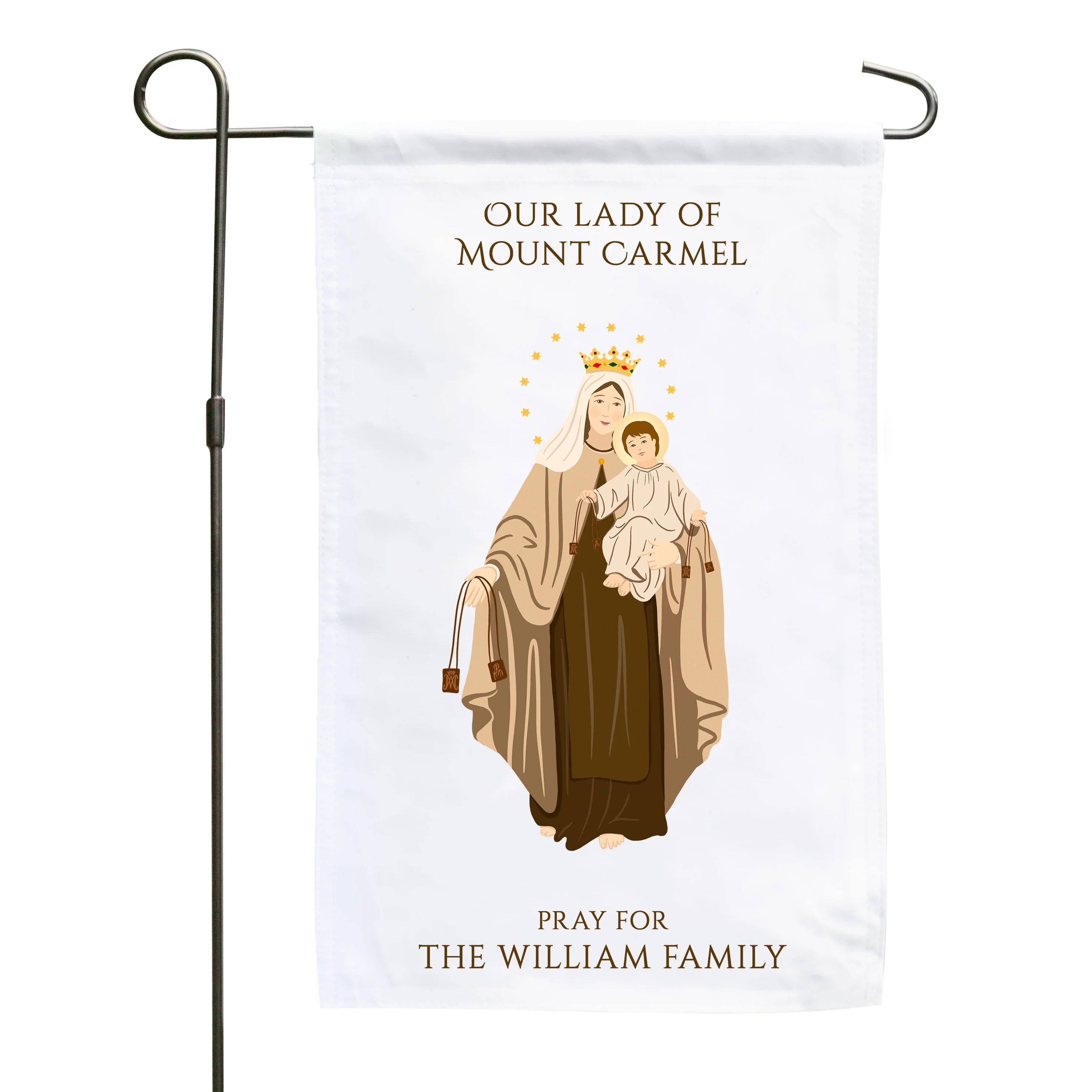Our Lady of Mount Carmel Personalized Garden Flag - Image 2
