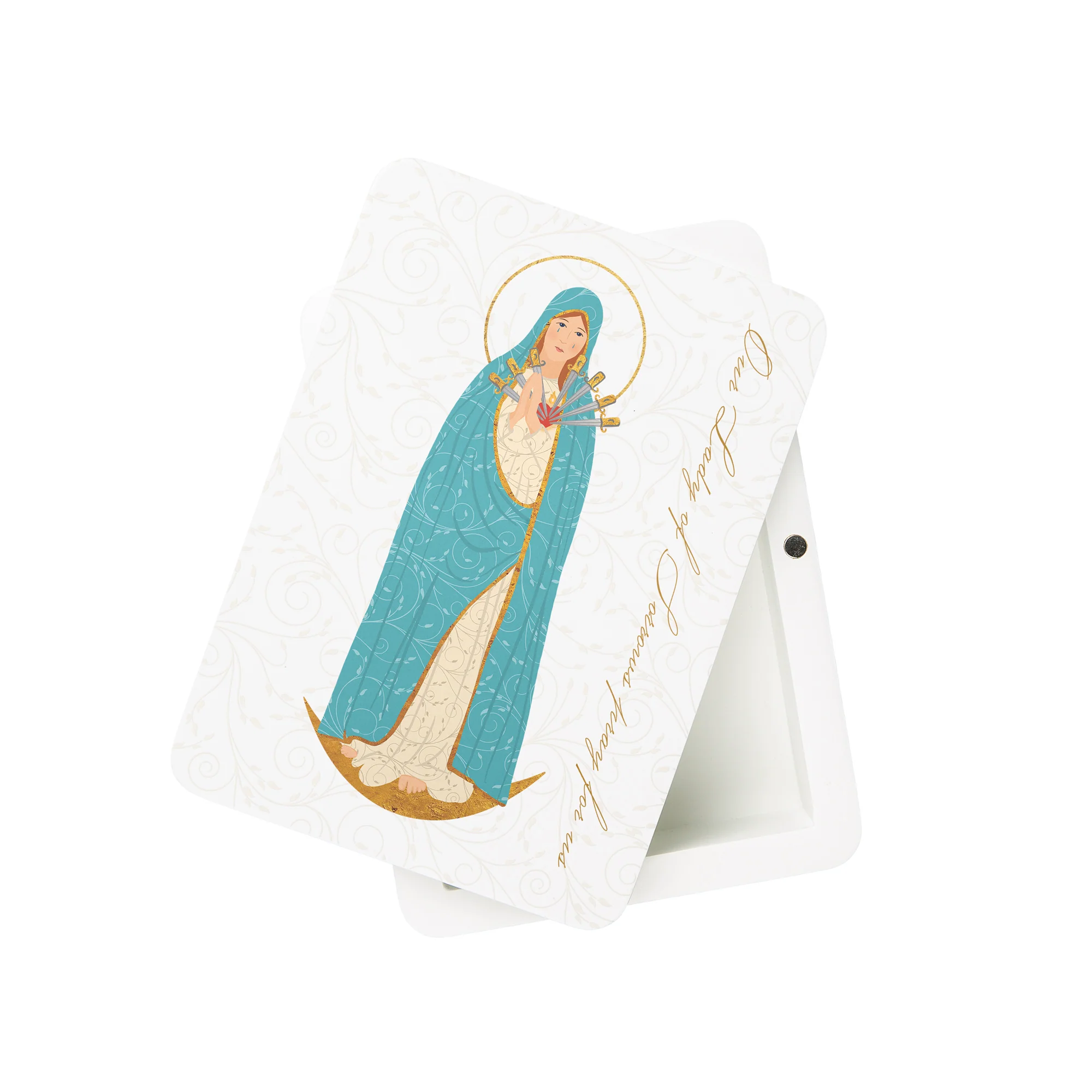 Our Lady of Sorrows Toile Rosary Keepsake Box