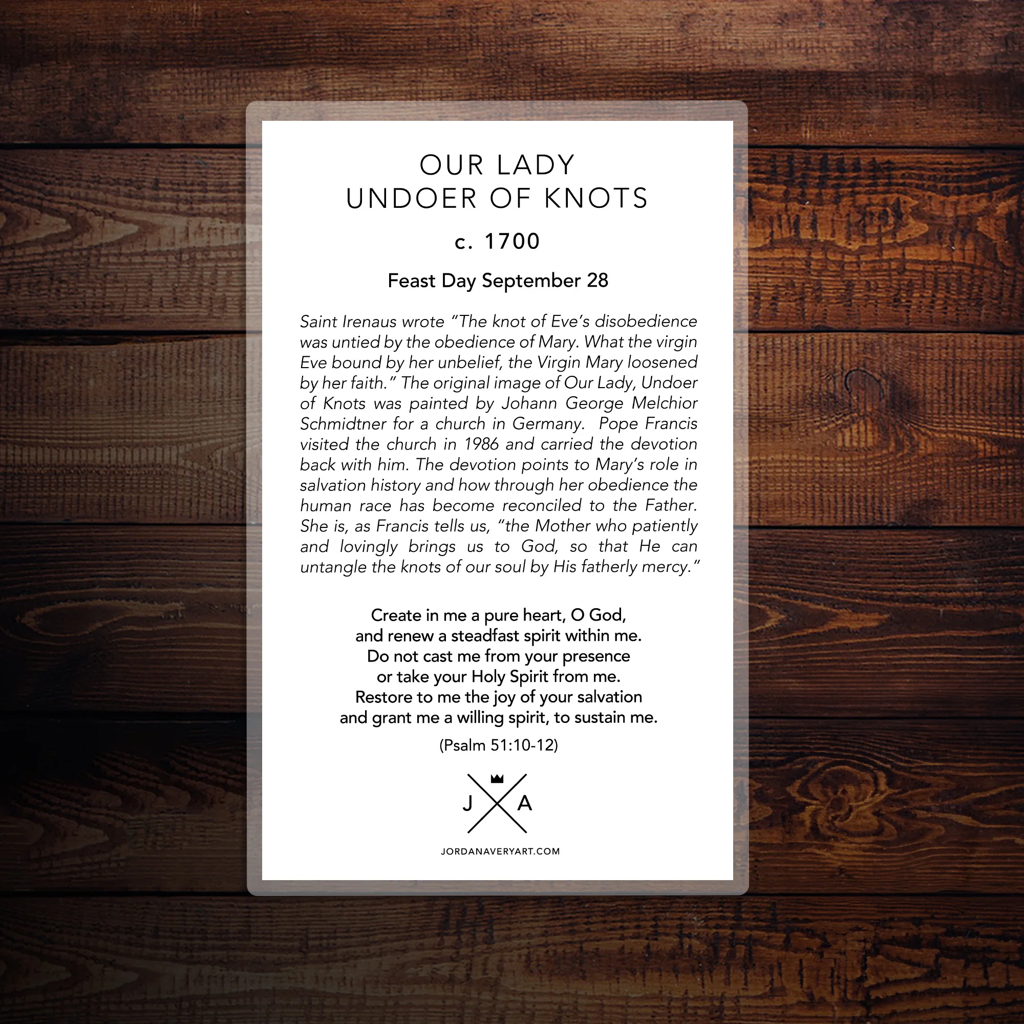 Our Lady Undoer of Knots Large Prayer Card - Image 3