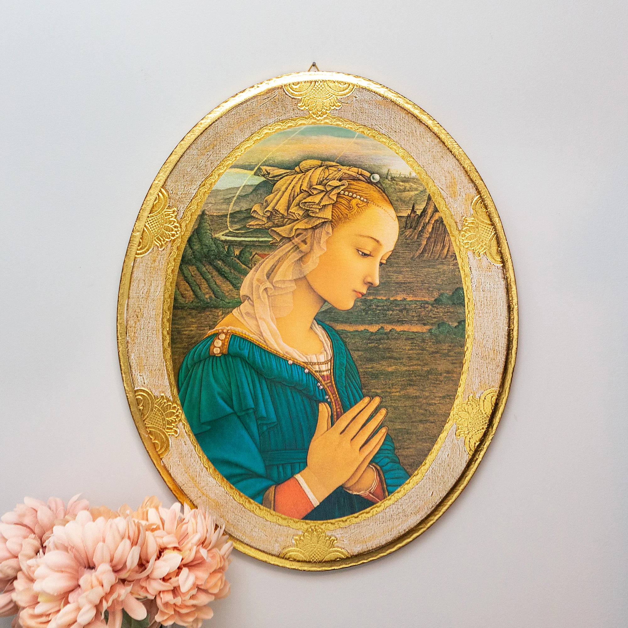 Oval Lippi Madonna Florentine Plaque