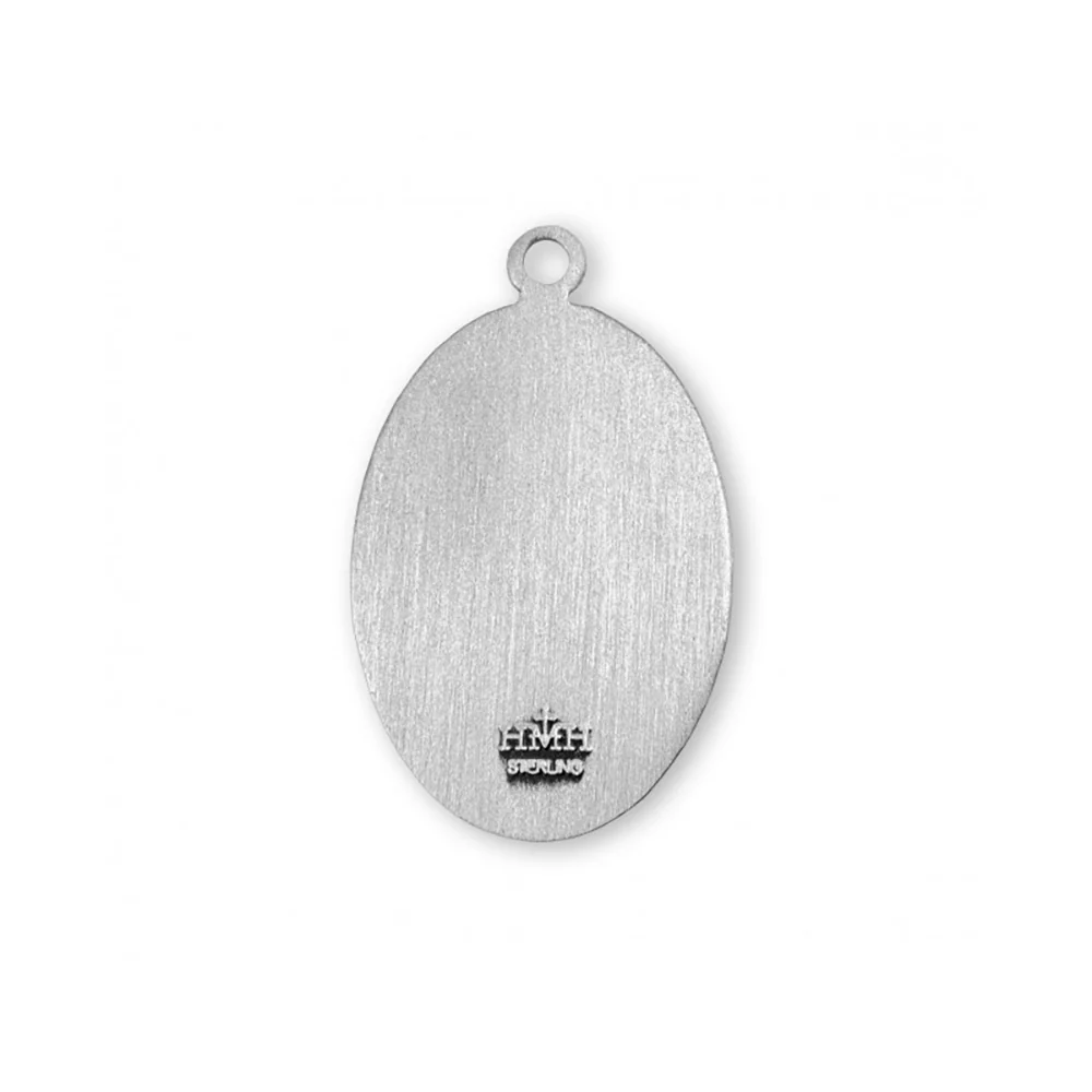 Oval St. Monica Sterling Silver Medal Necklace - 24" - Image 4