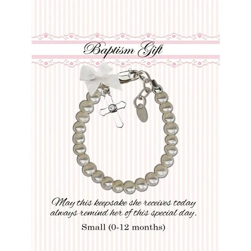 Pearl & Cross Baby Baptism Bracelet - Image 3