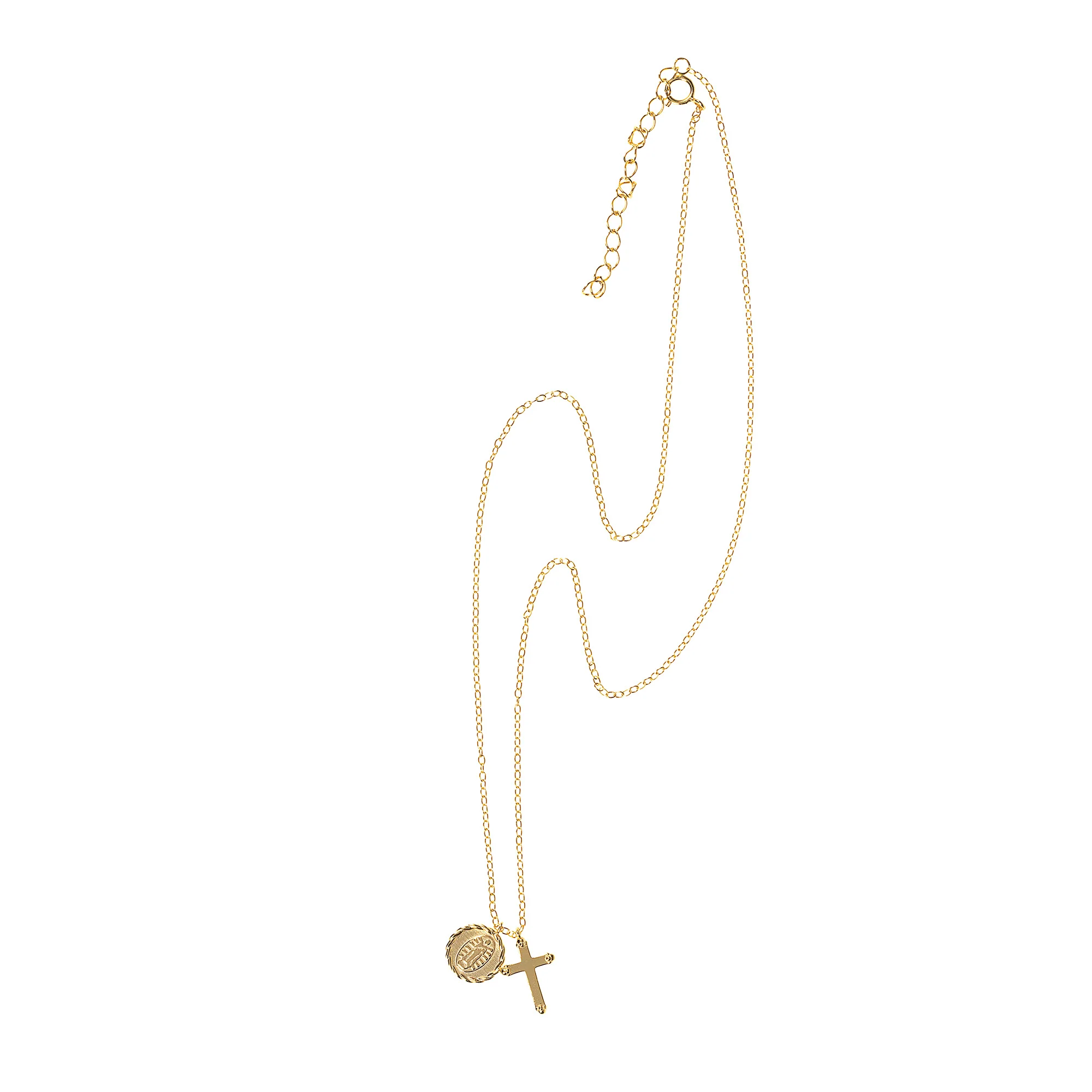 Pearlized Our Lady of Guadalupe & Cross Necklace - Image 3