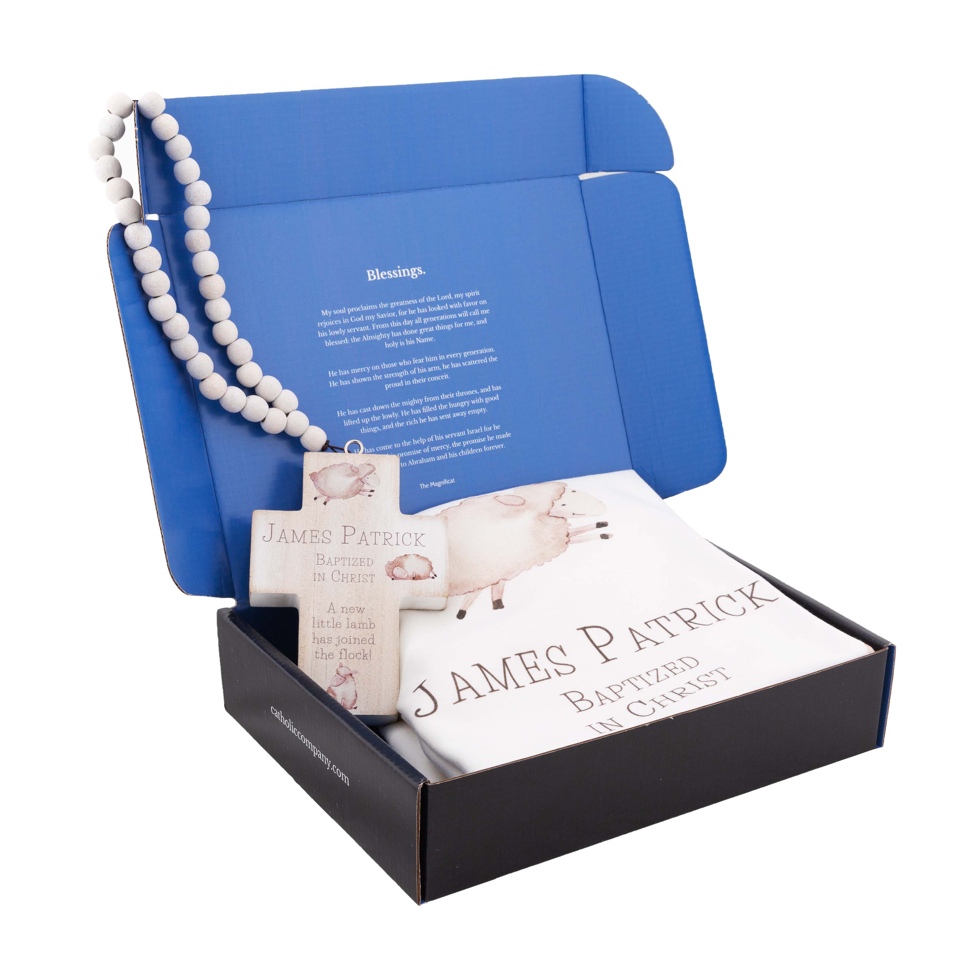 Personalized Baptism Baby Blanket and Hanging Cross Gift Set - Image 2