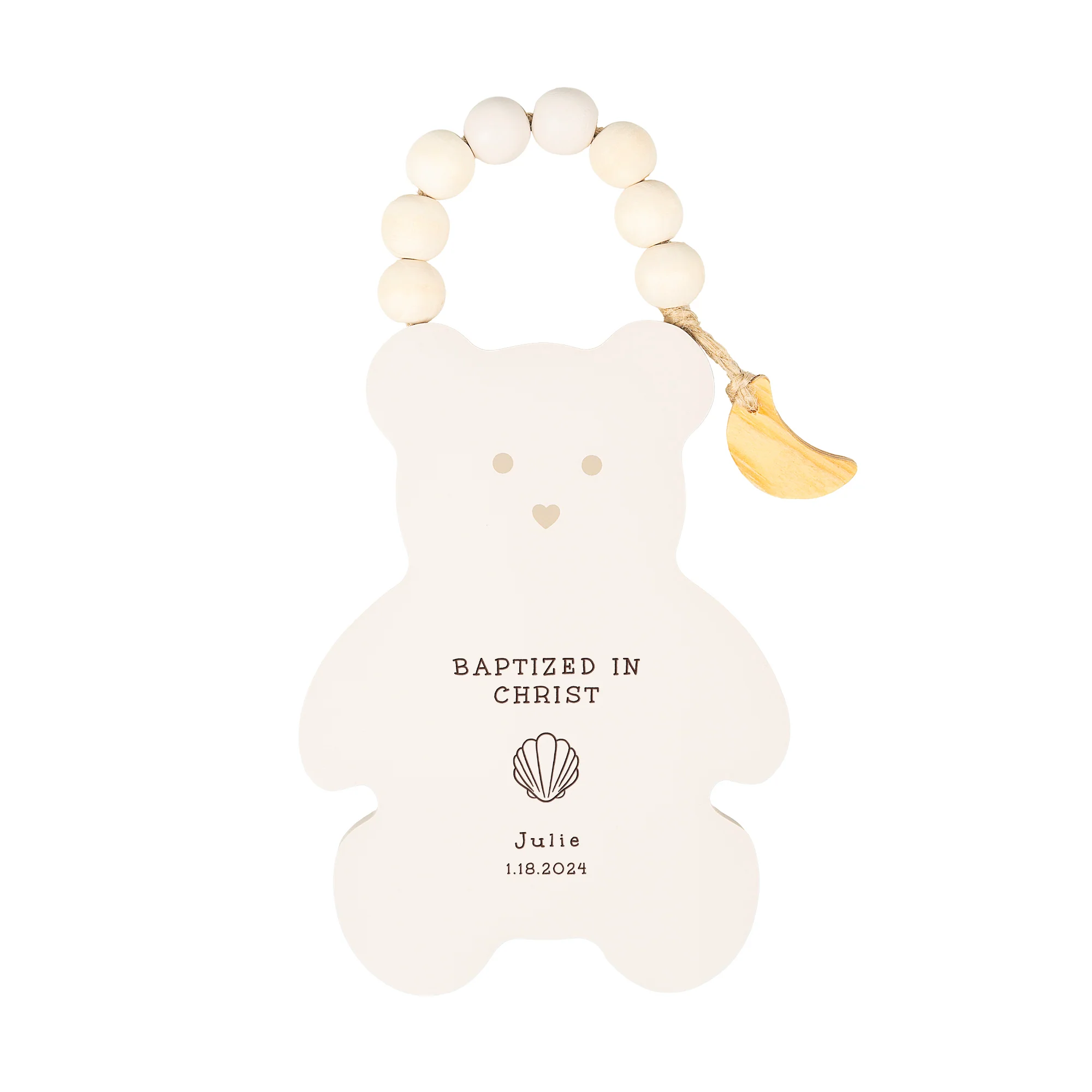 Personalized Baptism Bear Hanging Plaque - Image 3