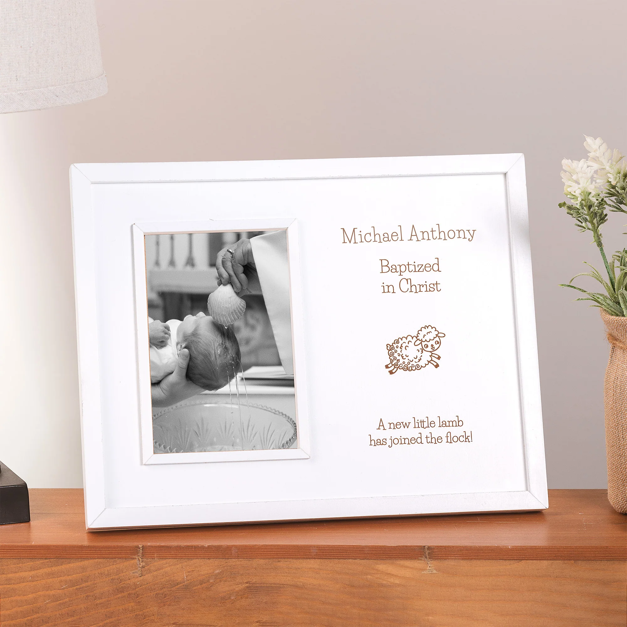 Personalized Baptism Frame & Elegant Baptism Holy Water Bottle - Image 2