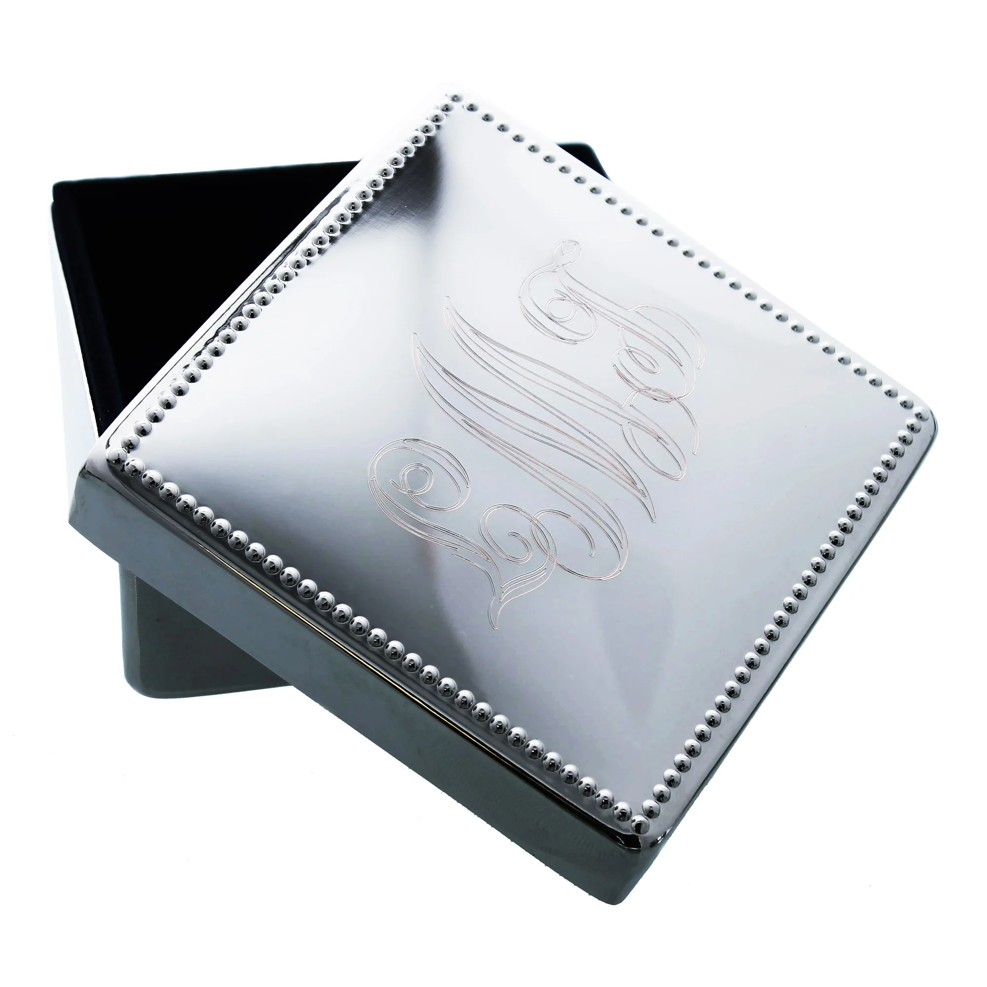 Personalized Beaded Edge Silver Box - Image 2