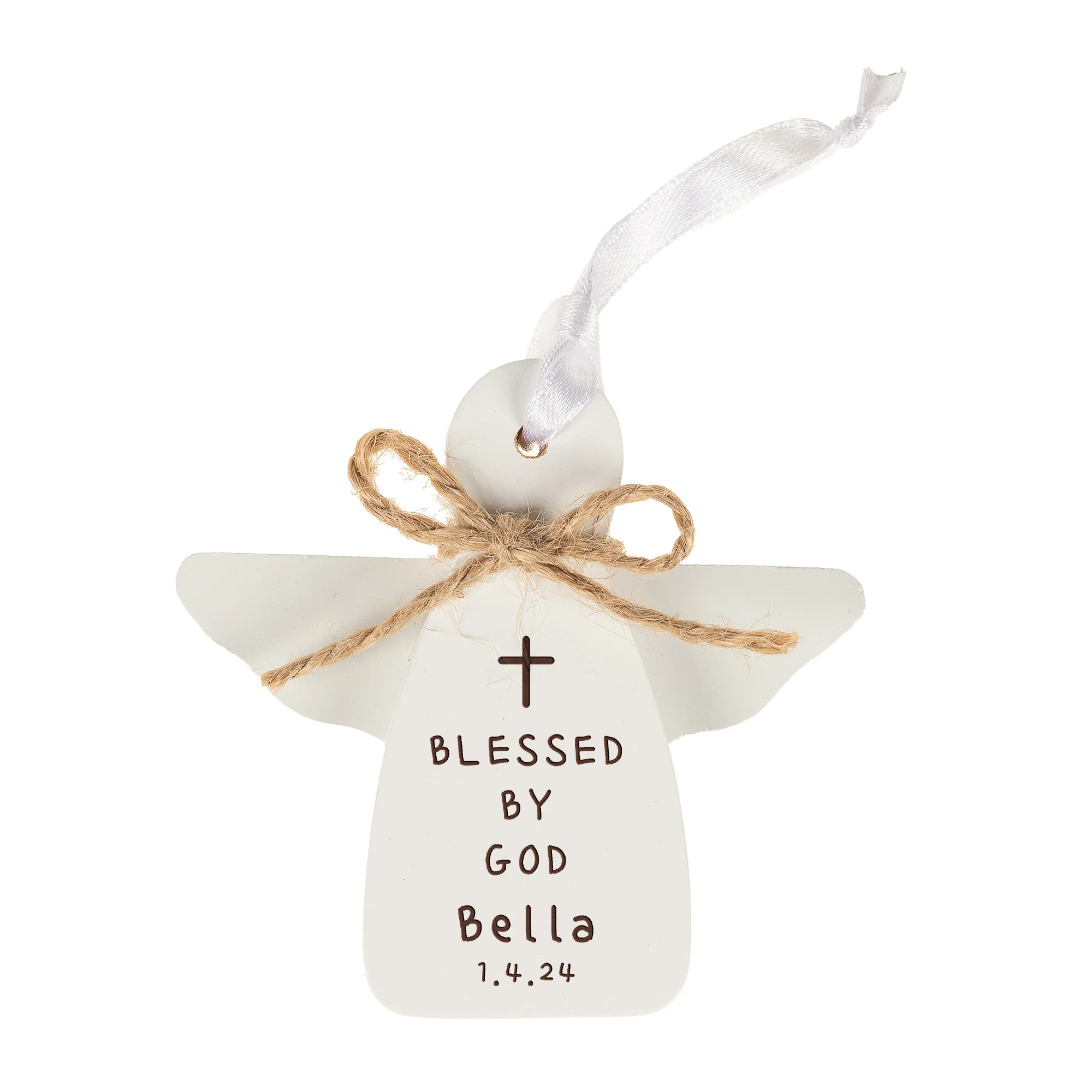 Personalized Blessed By God Angel Ornament - Image 2
