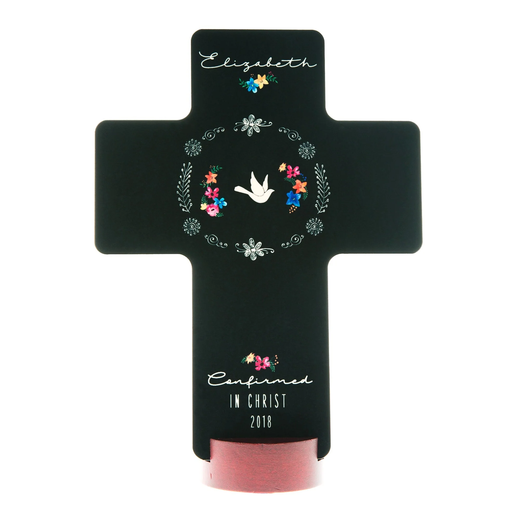 Personalized Boho Floral Confirmation Standing Cross - Image 2