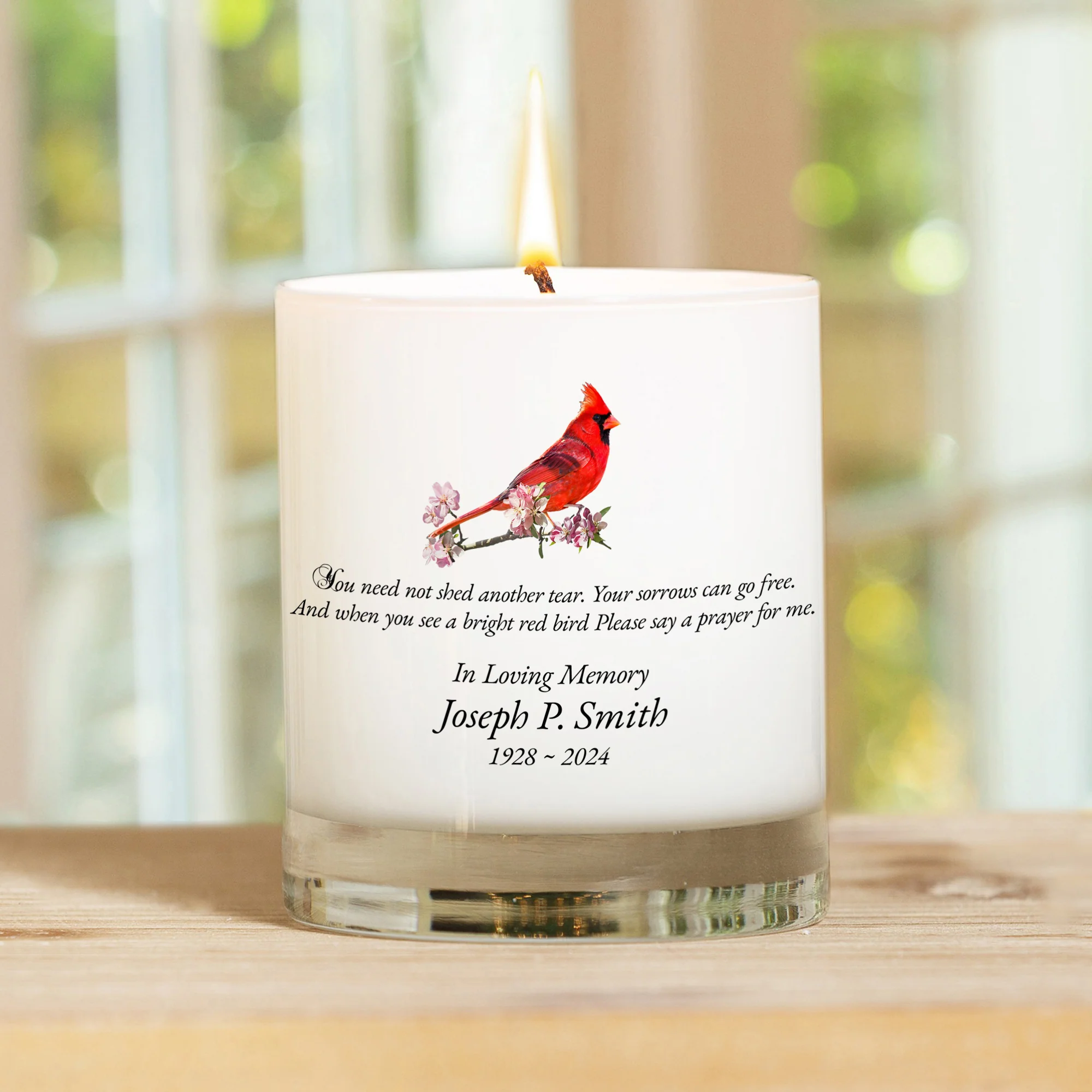 Personalized Cardinal Memorial Candle