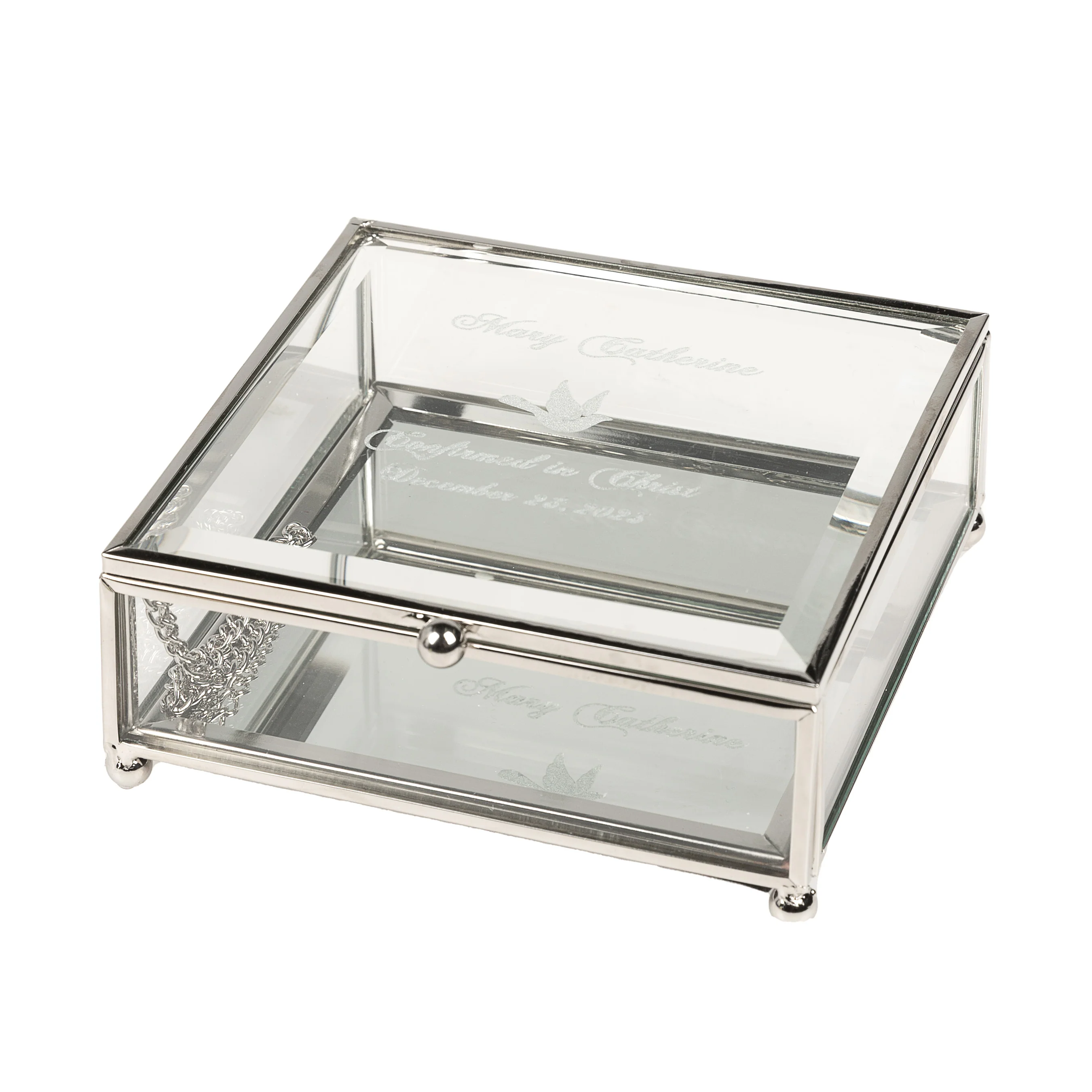 Personalized Confirmation Glass Keepsake Box - 4.75 inch square - Image 2
