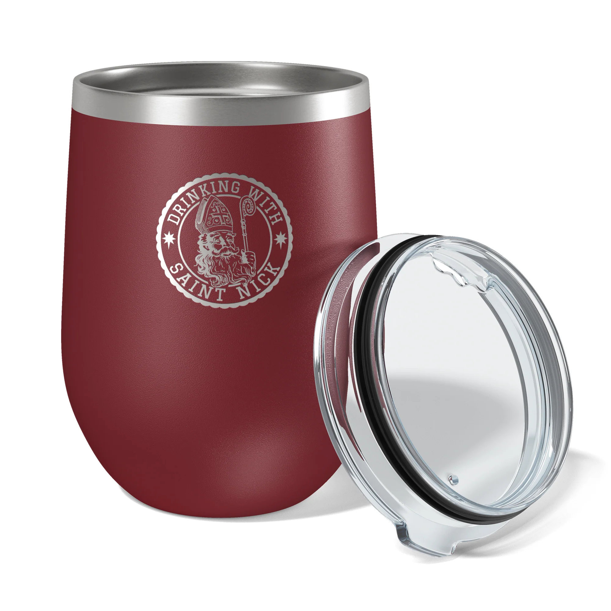 Personalized "Drinking with Saint Nick" Wine Tumbler - Image 3