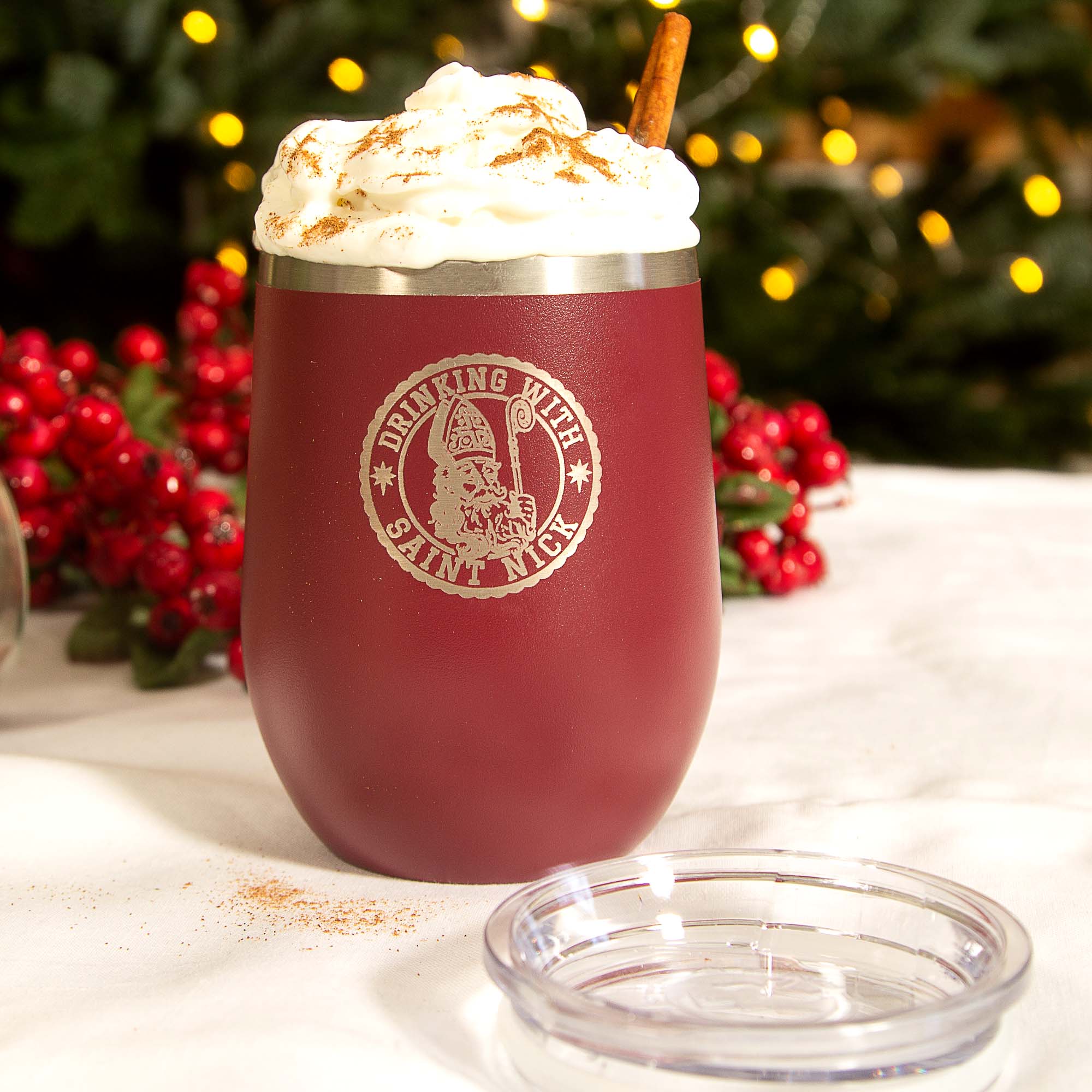 Personalized "Drinking with Saint Nick" Wine Tumbler - Image 5