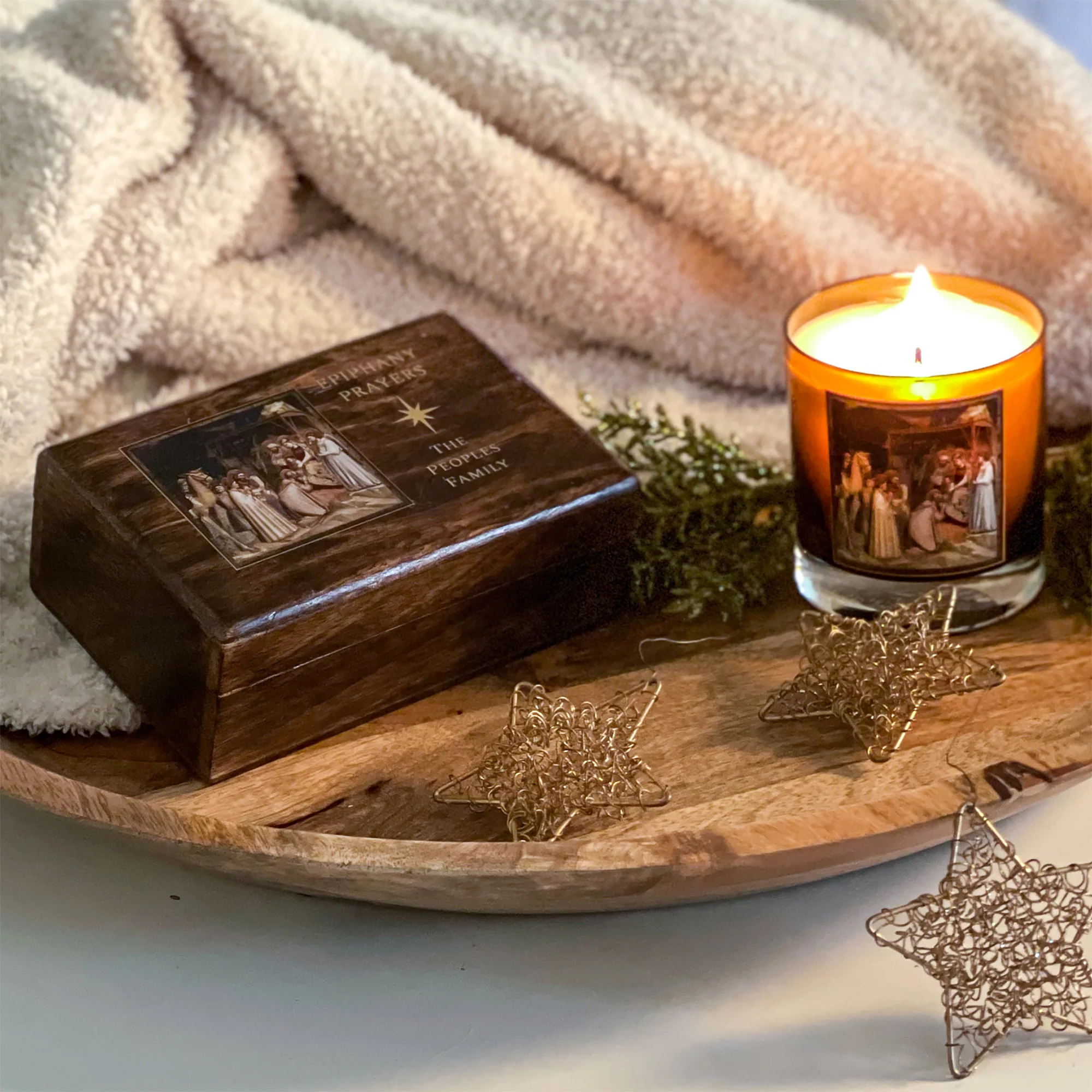 Personalized Epiphany Home Blessing Box and Candle Gift Set - Image 2