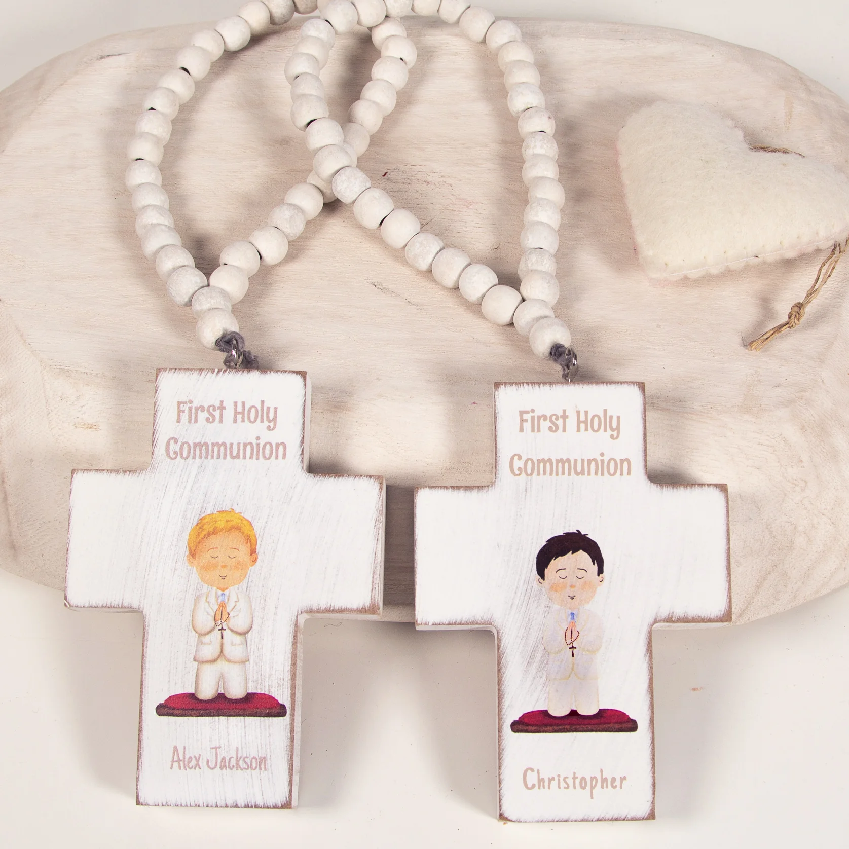 Personalized First Communion Hanging Cross for Boys - Image 6