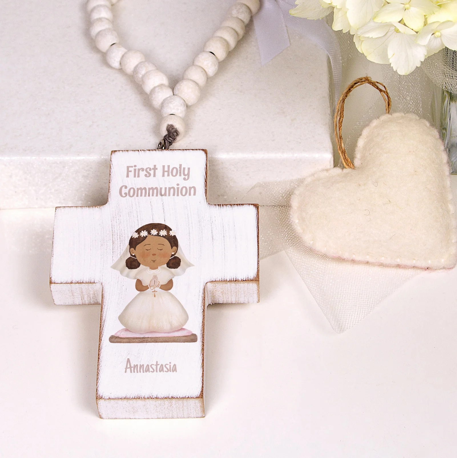 Personalized First Communion Hanging Cross For Girls