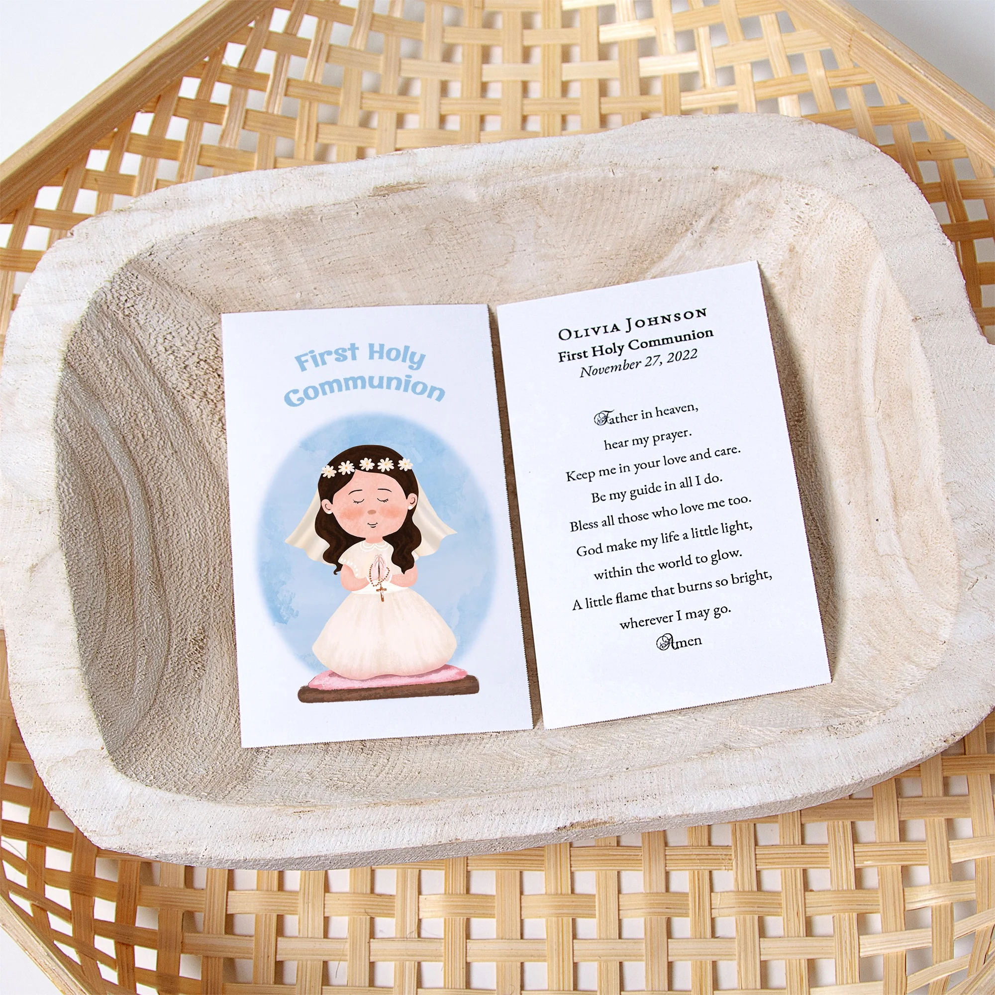 Laminated Personalized First Communion Prayer Card for Girls - Image 4