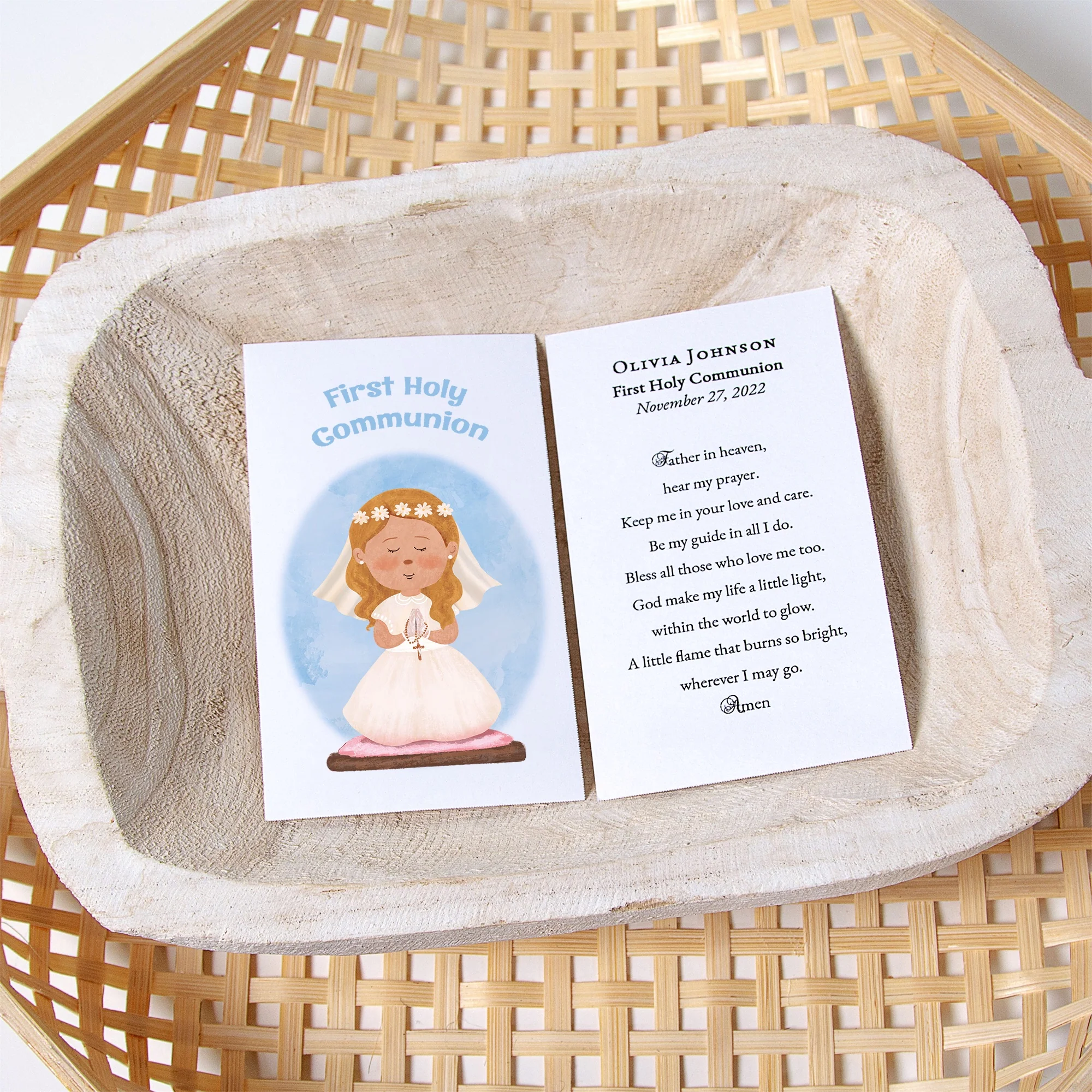 Laminated Personalized First Communion Prayer Card for Girls - Image 5