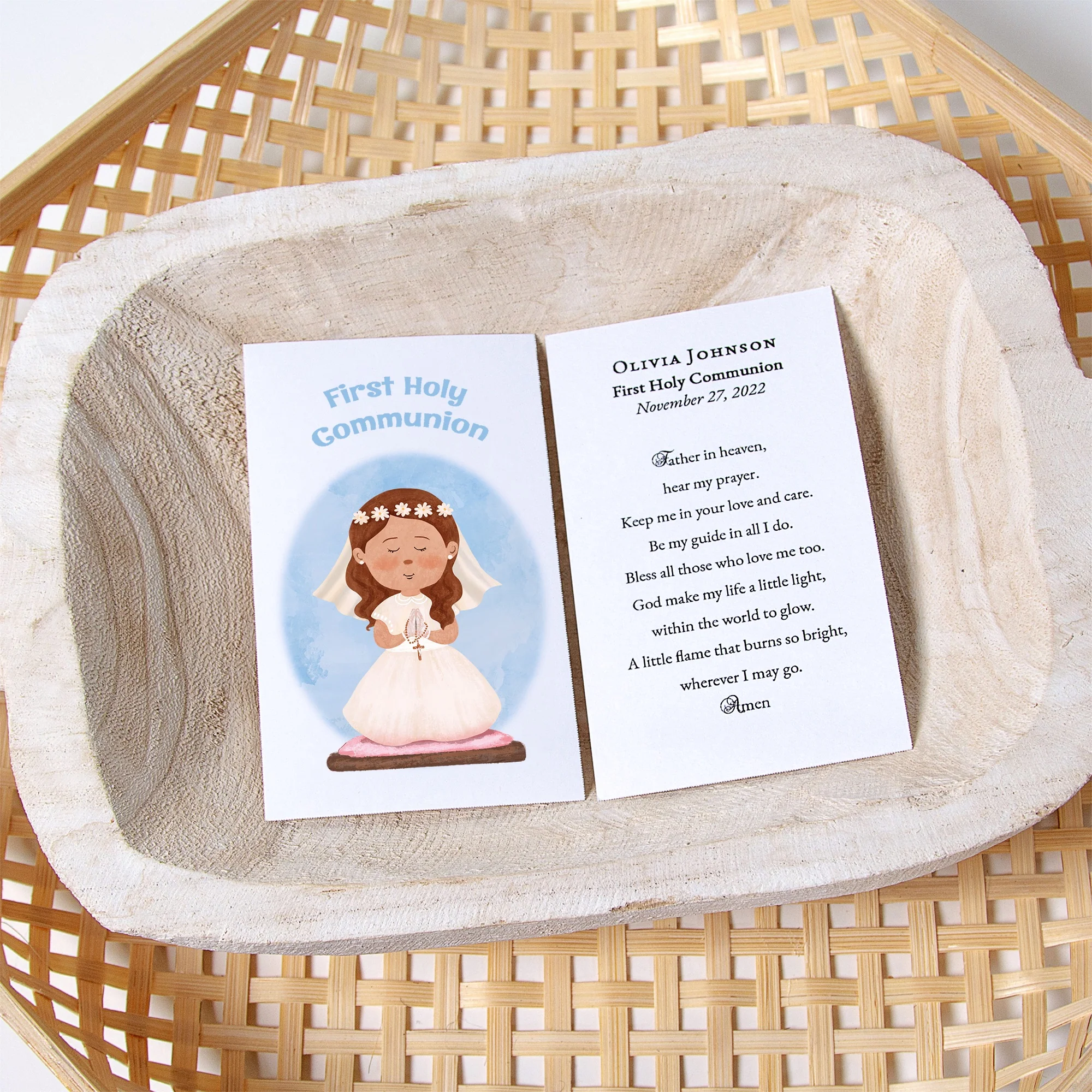 Laminated Personalized First Communion Prayer Card for Girls - Image 6