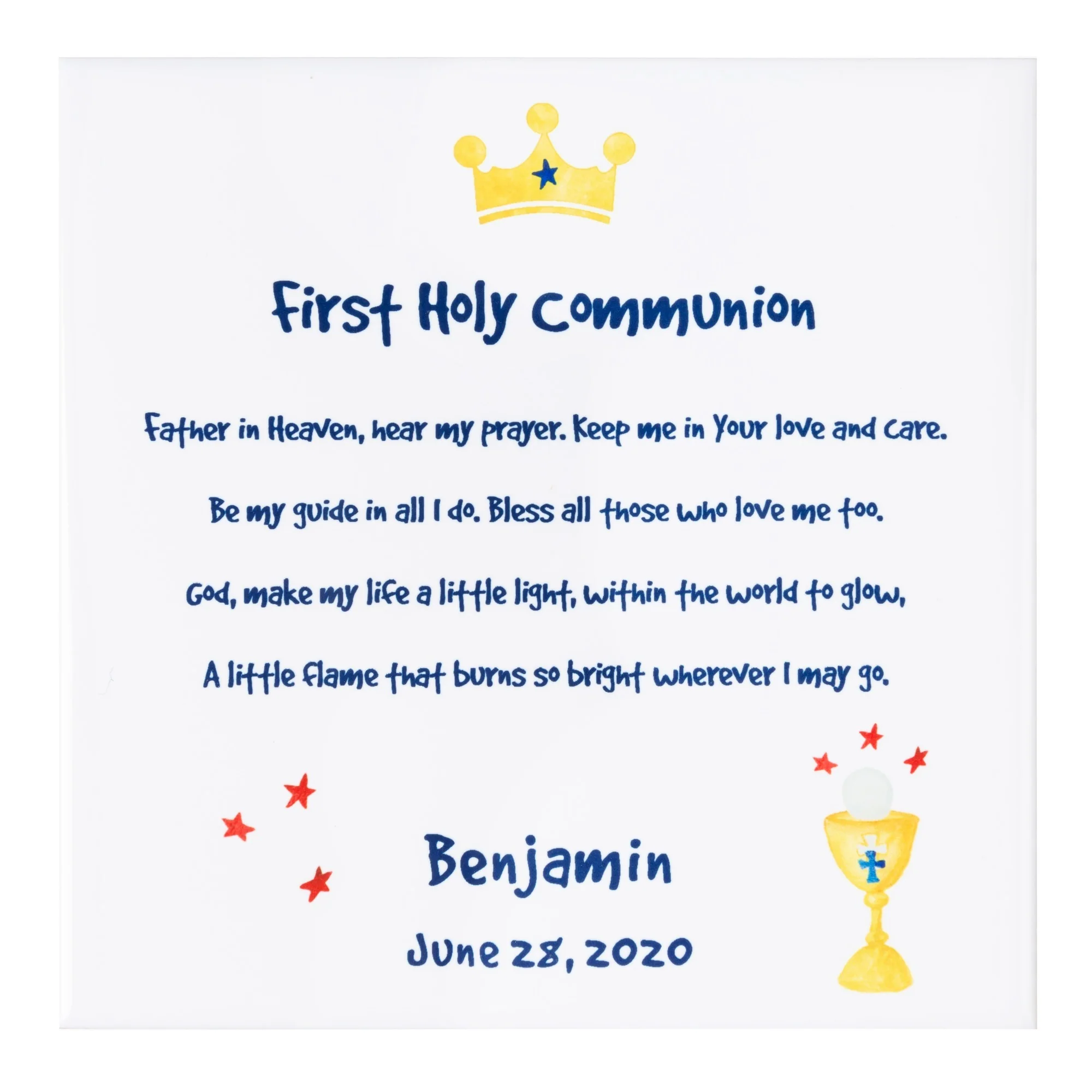 Personalized First Communion Prayer Tile for Boys - Image 2