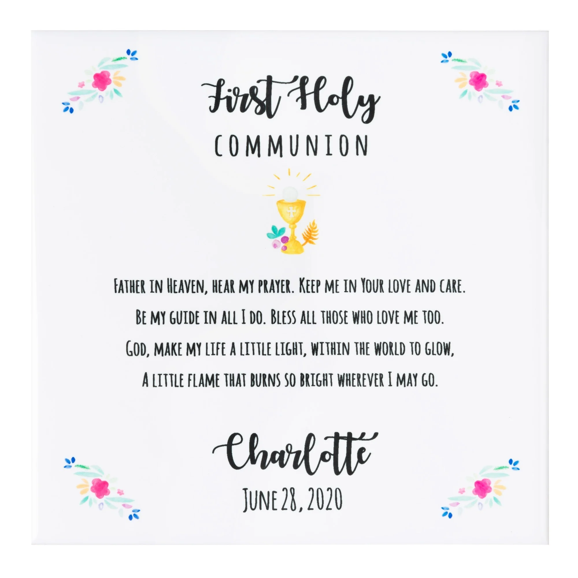 Personalized First Communion Prayer Tile for Girls - Image 2