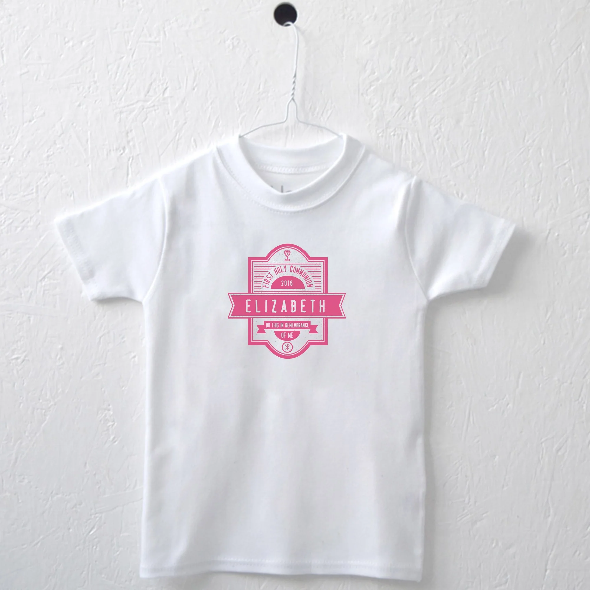 Personalized First Communion Tee - White with Pink - Image 10
