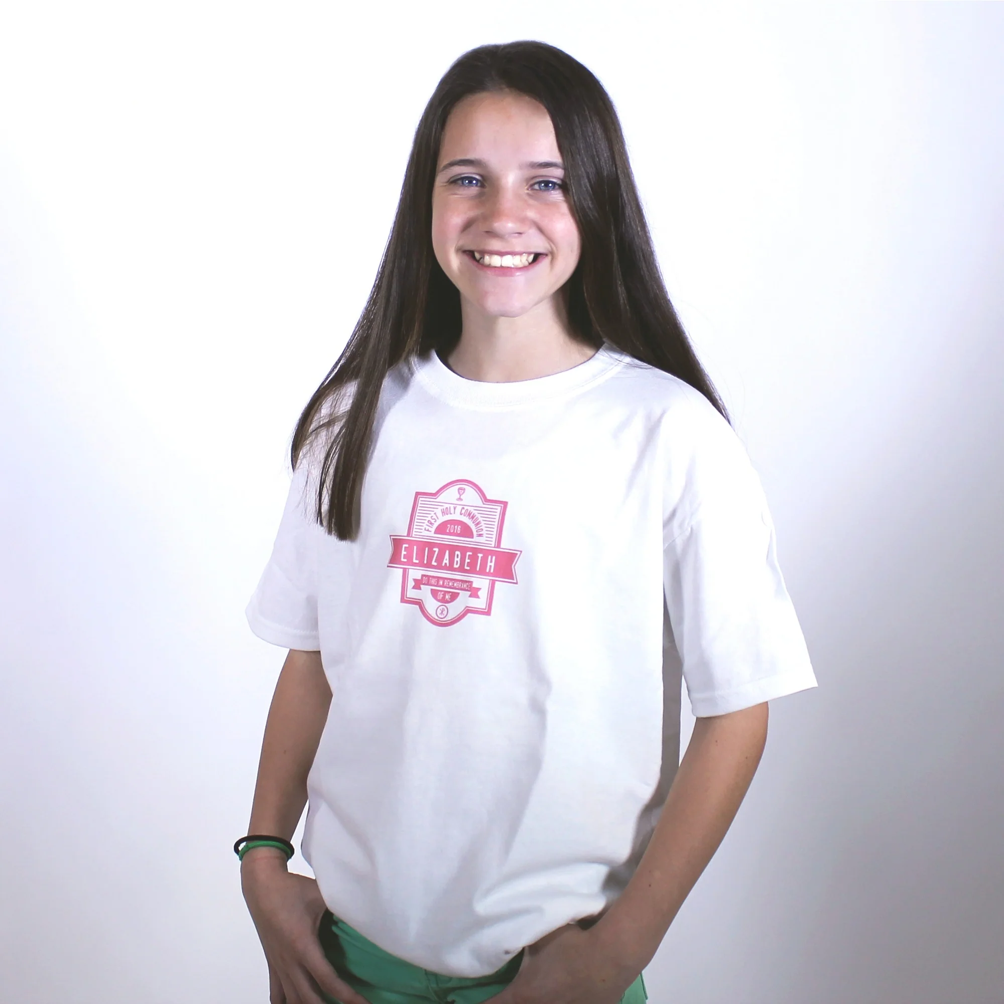 Personalized First Communion Tee - White with Pink - Image 12