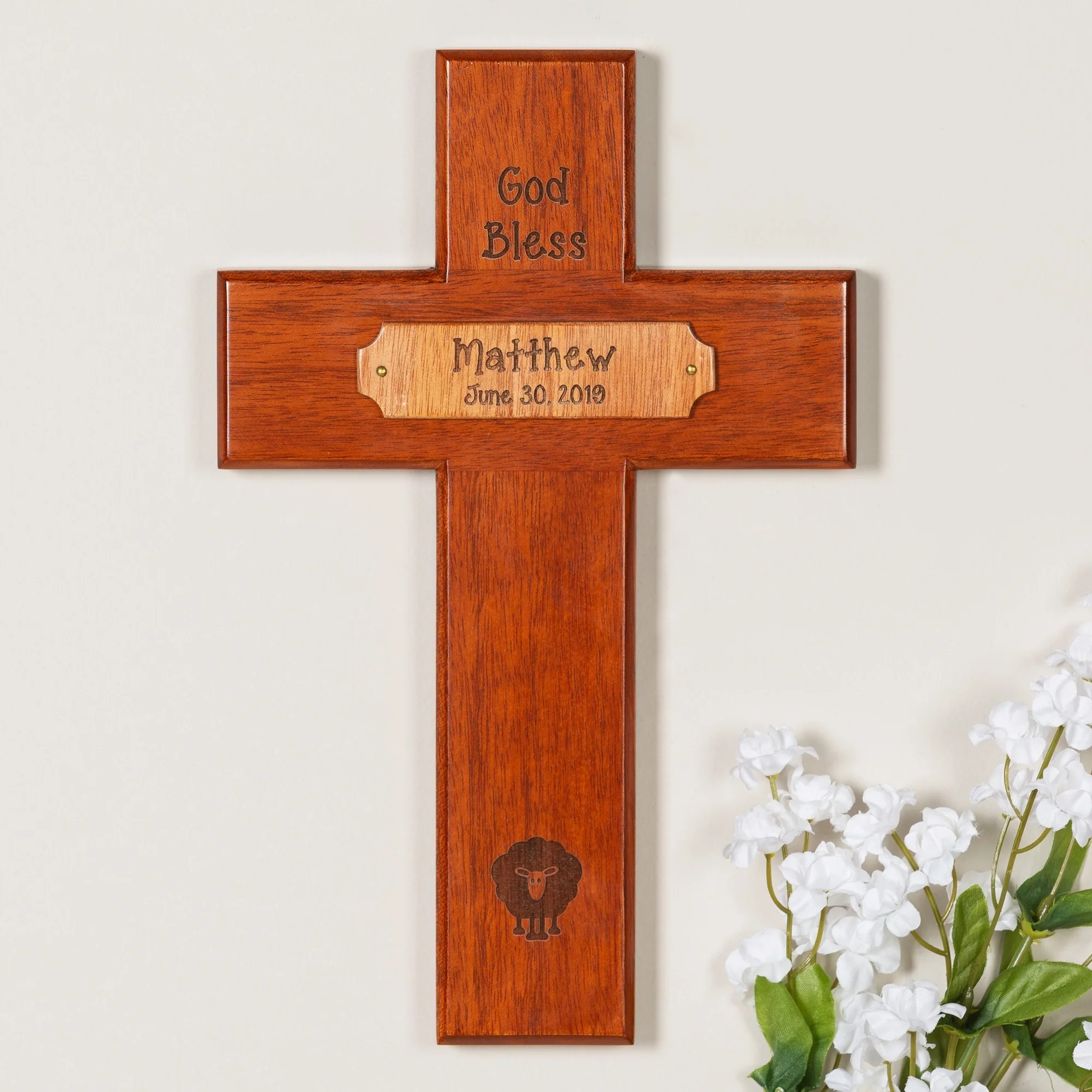 Personalized God Bless Baby Wood Cross