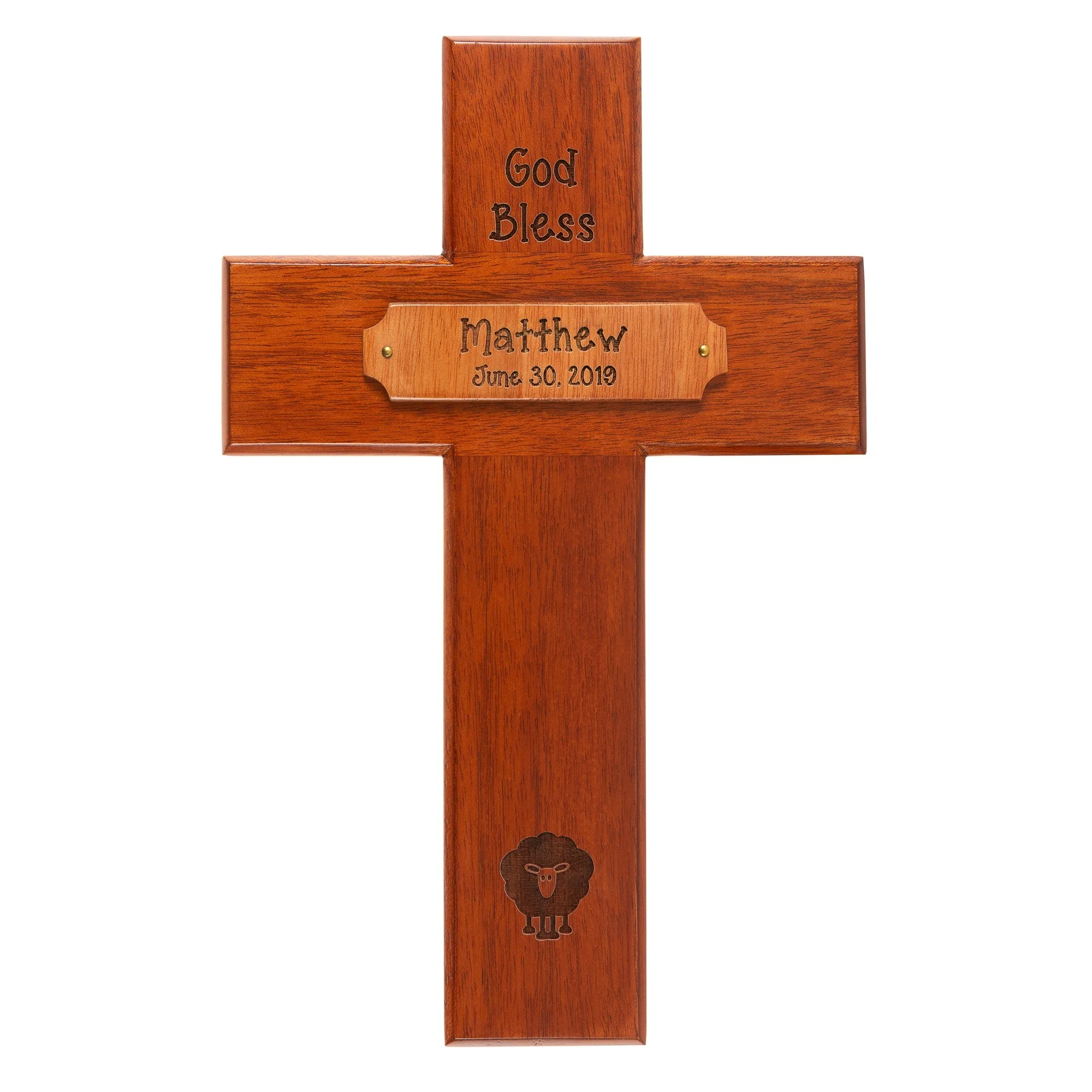 Personalized God Bless Baby Wood Cross - Image 2